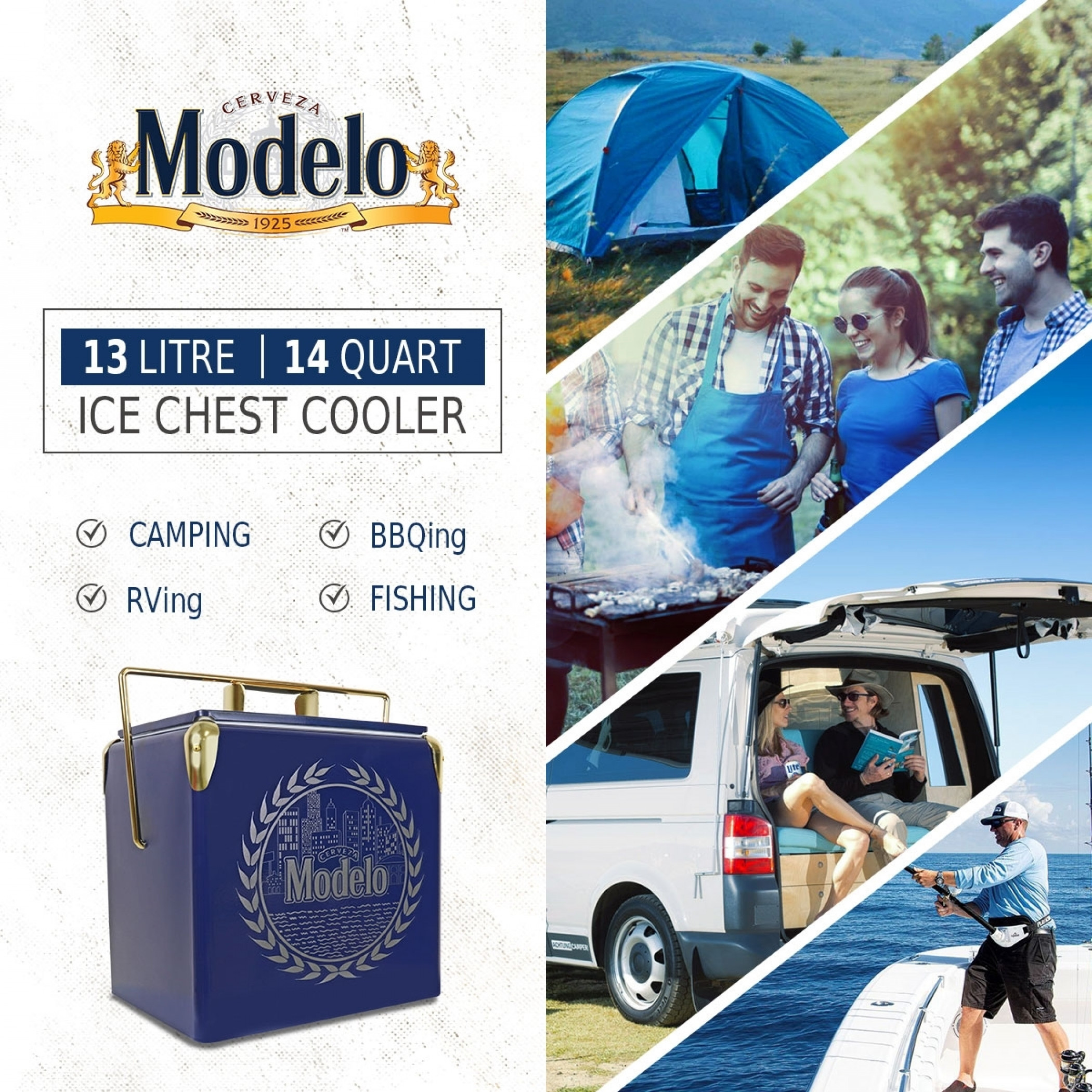 Modelo® 13L Retro Ice Chest Cooler with Bottle Opener