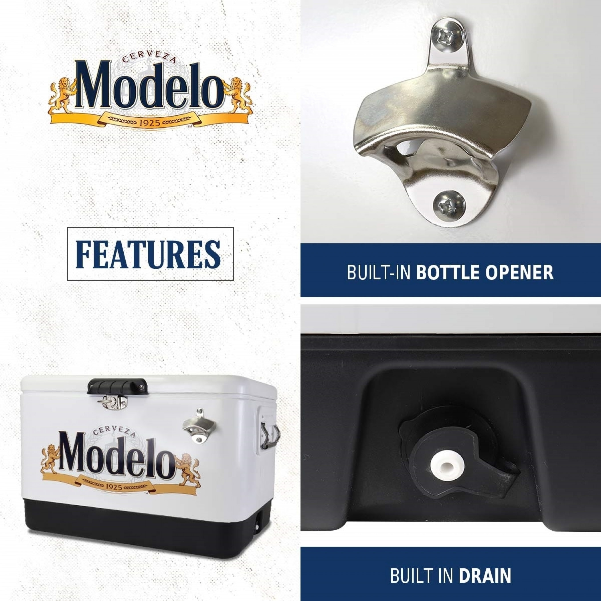 Modelo® 51L /54 Quart Ice Chest Cooler with Bottle Opener