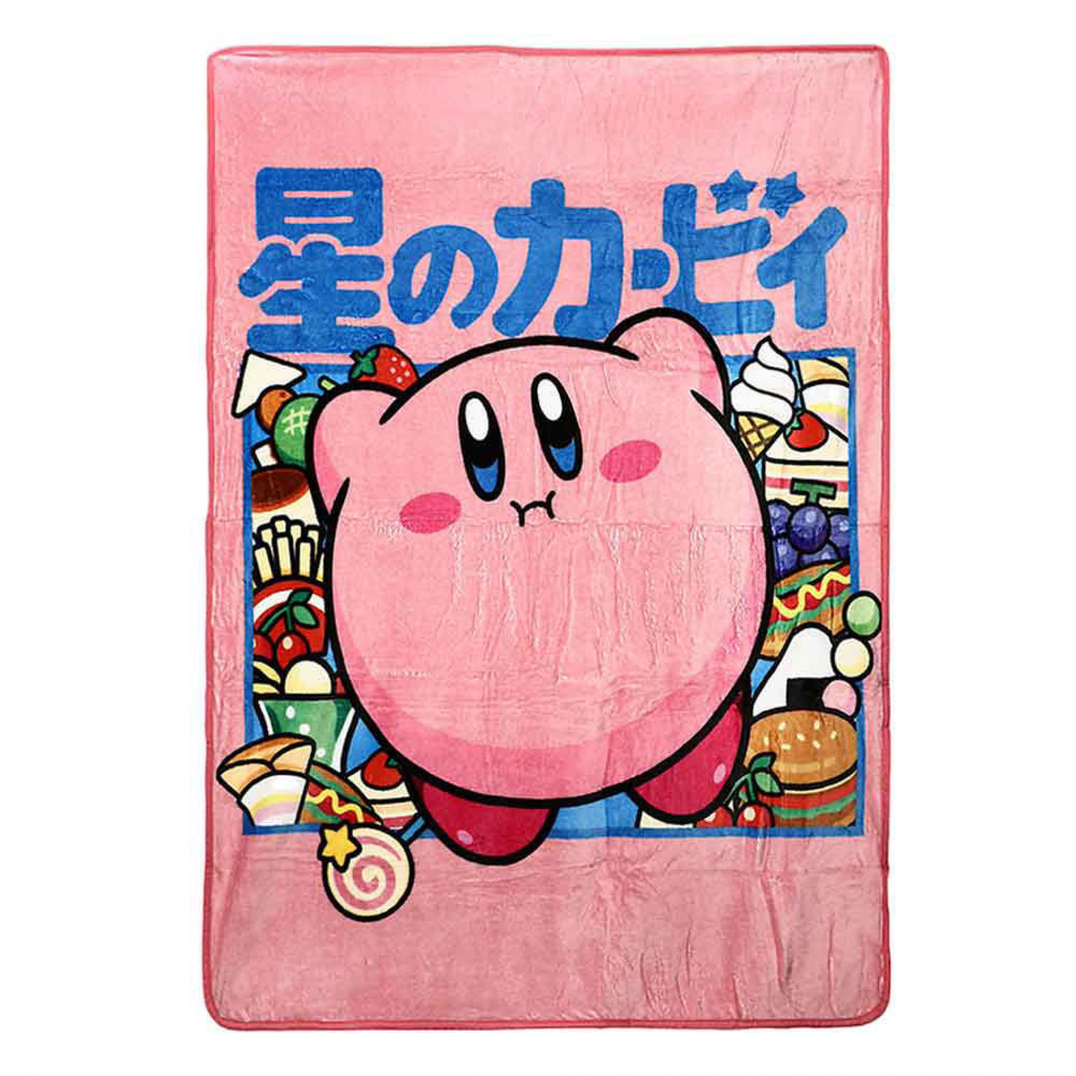 Nintendo Kirby with Japanese Text Digital Fleece Throw