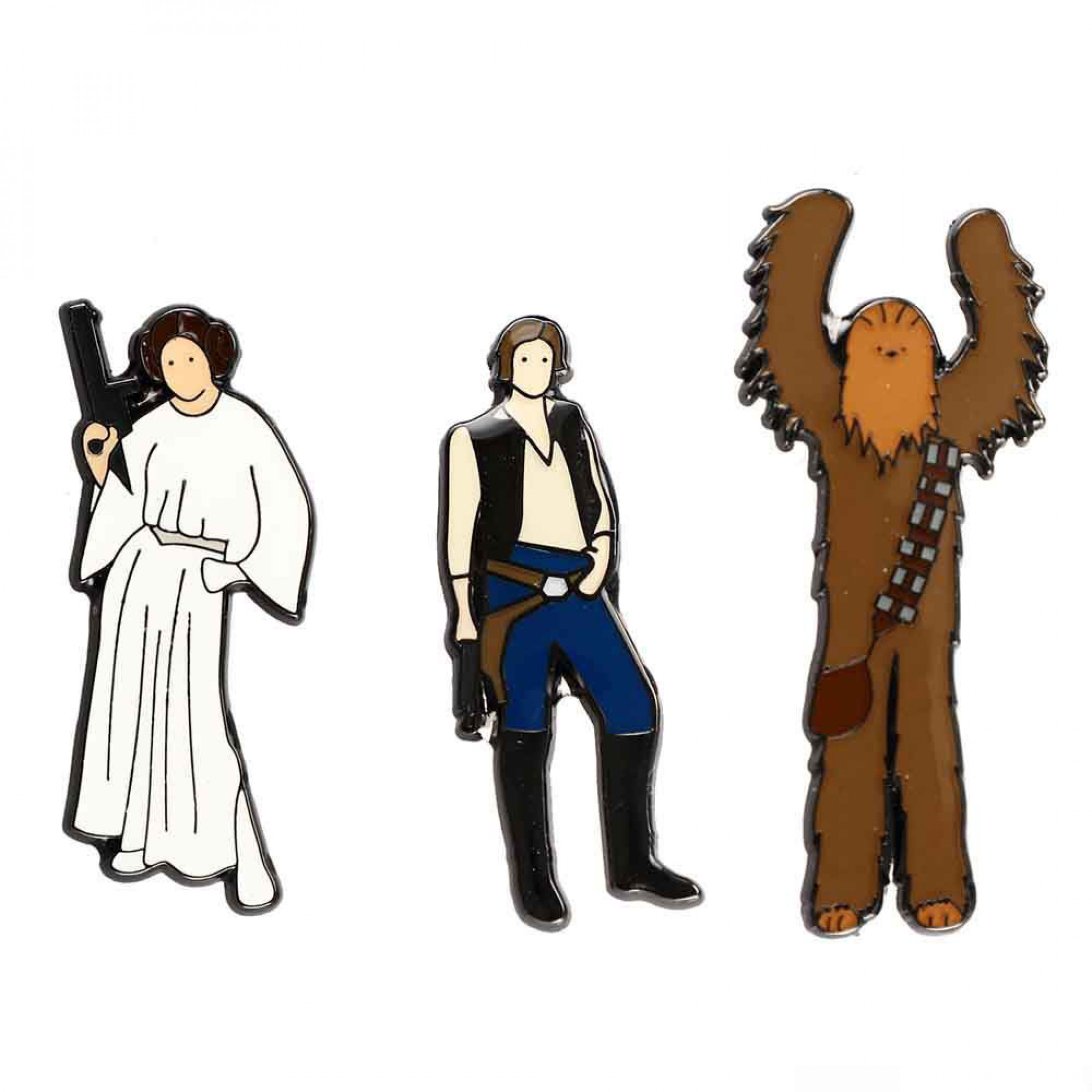 Star Wars Han Solo, Chewbacca & Princess Leia Lapel Pins