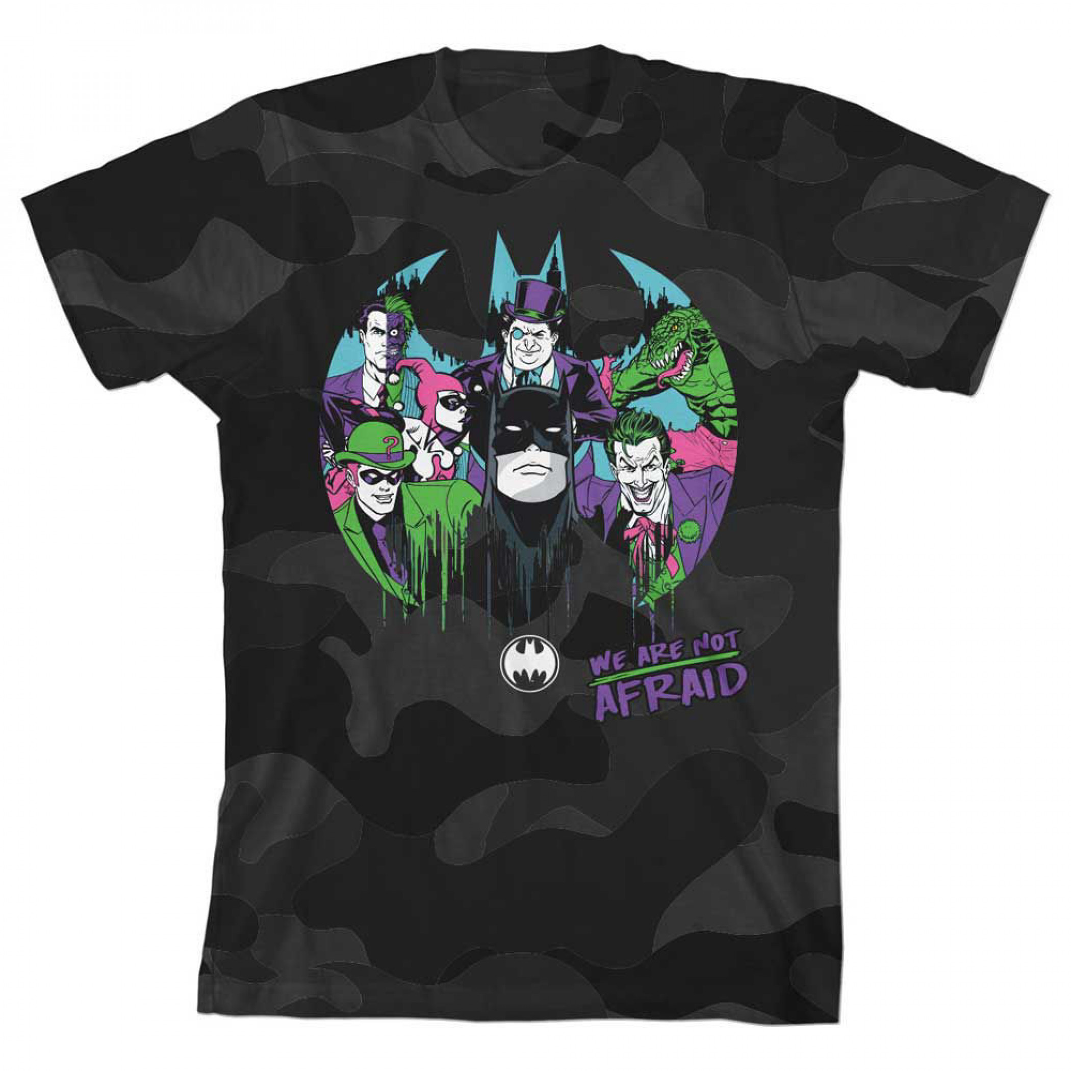 DC Comics Batman We Are Not Afraid Bat Symbol Camo Youth T-Shirt