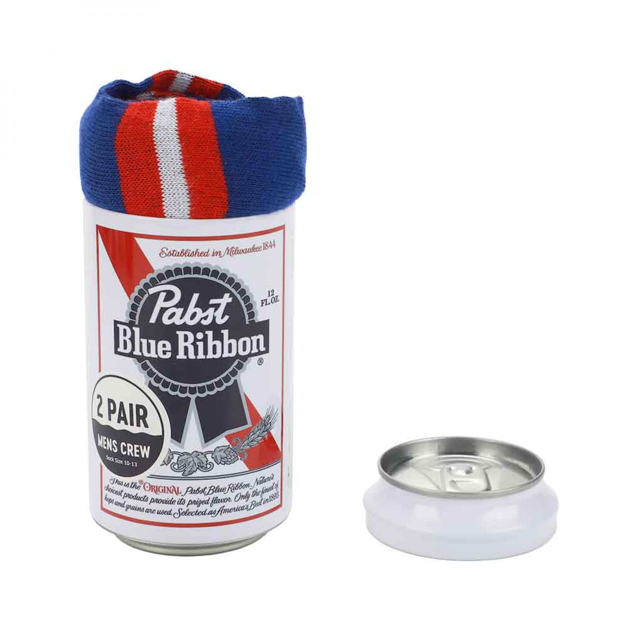 Pabst Blue Ribbon 2-Pairs of Crew Socks in Beer Can Set