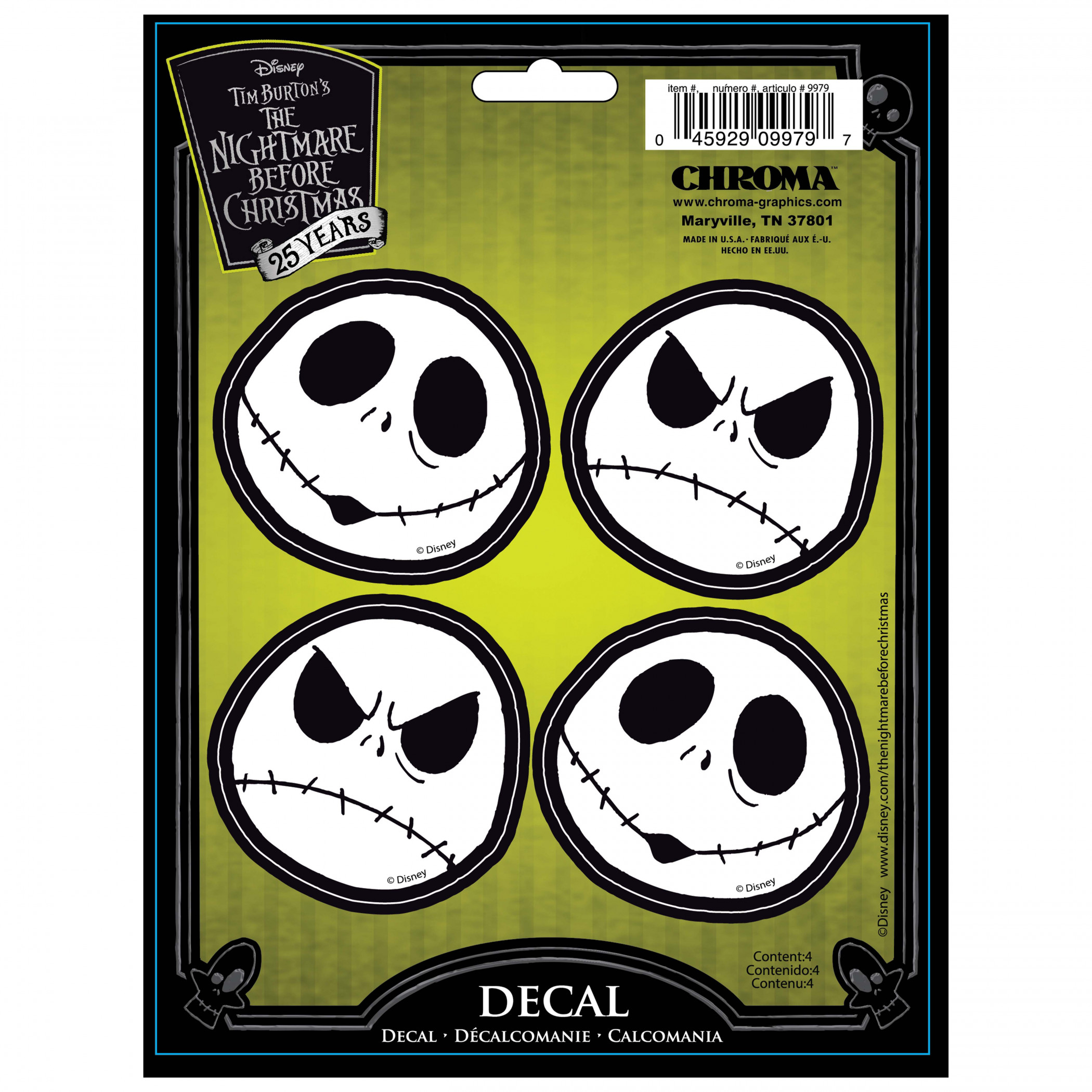 Nightmare Before Christmas Jack Skellington Car Window Decal