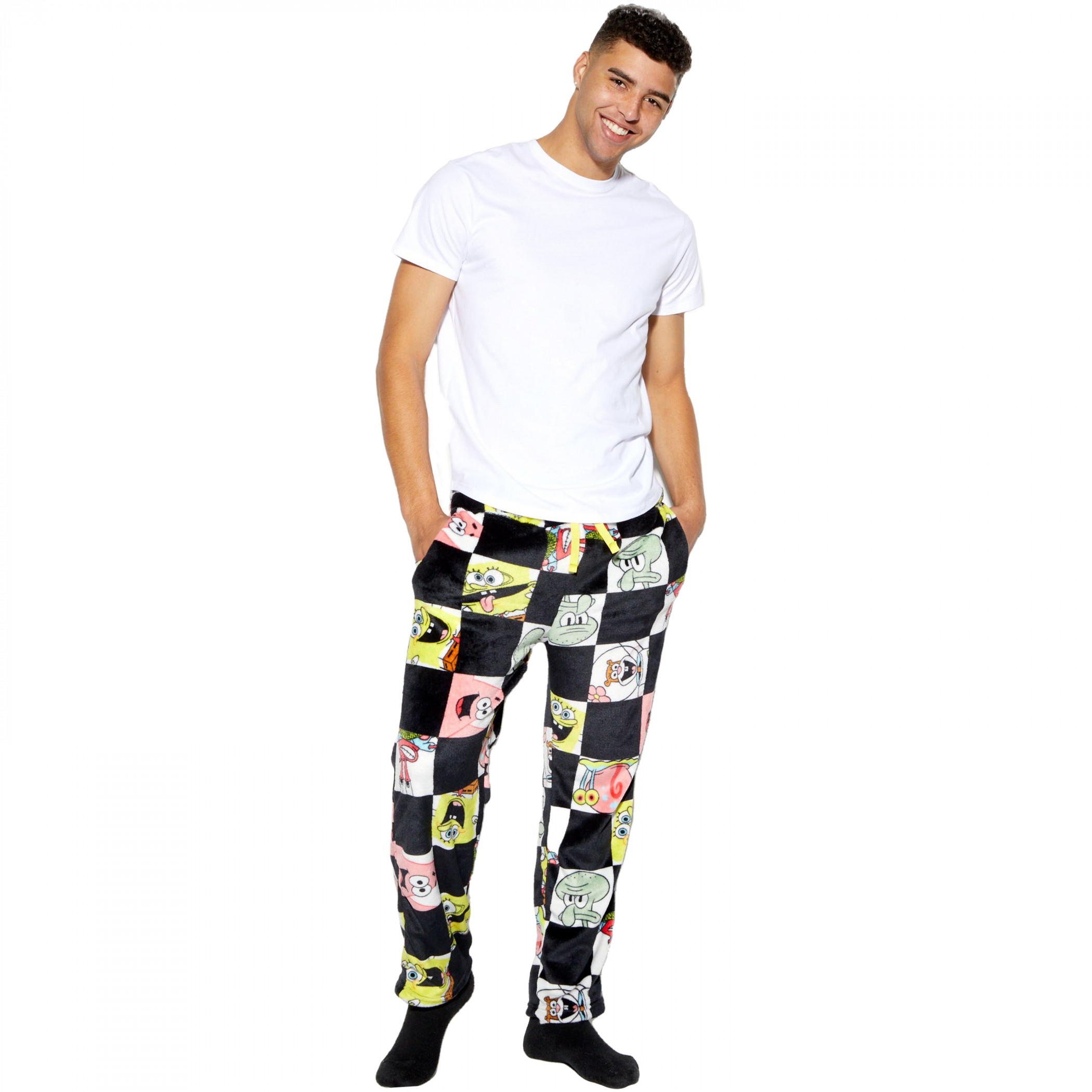 SpongeBob SquarePants Checkerboard Character AOP Plush Sleep Pants