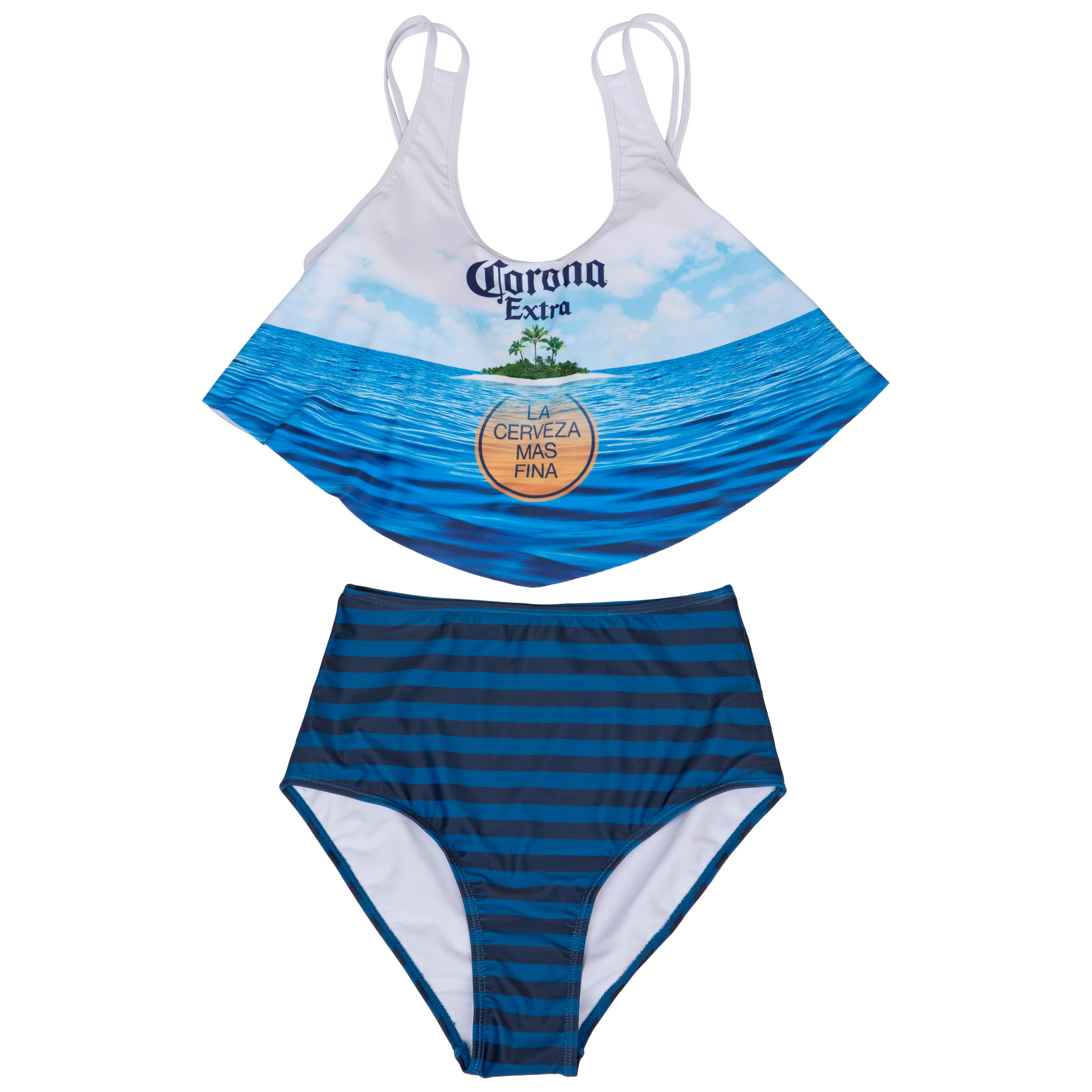 Corona Extra Beach Scene 2-Piece Ruffled Swimsuit