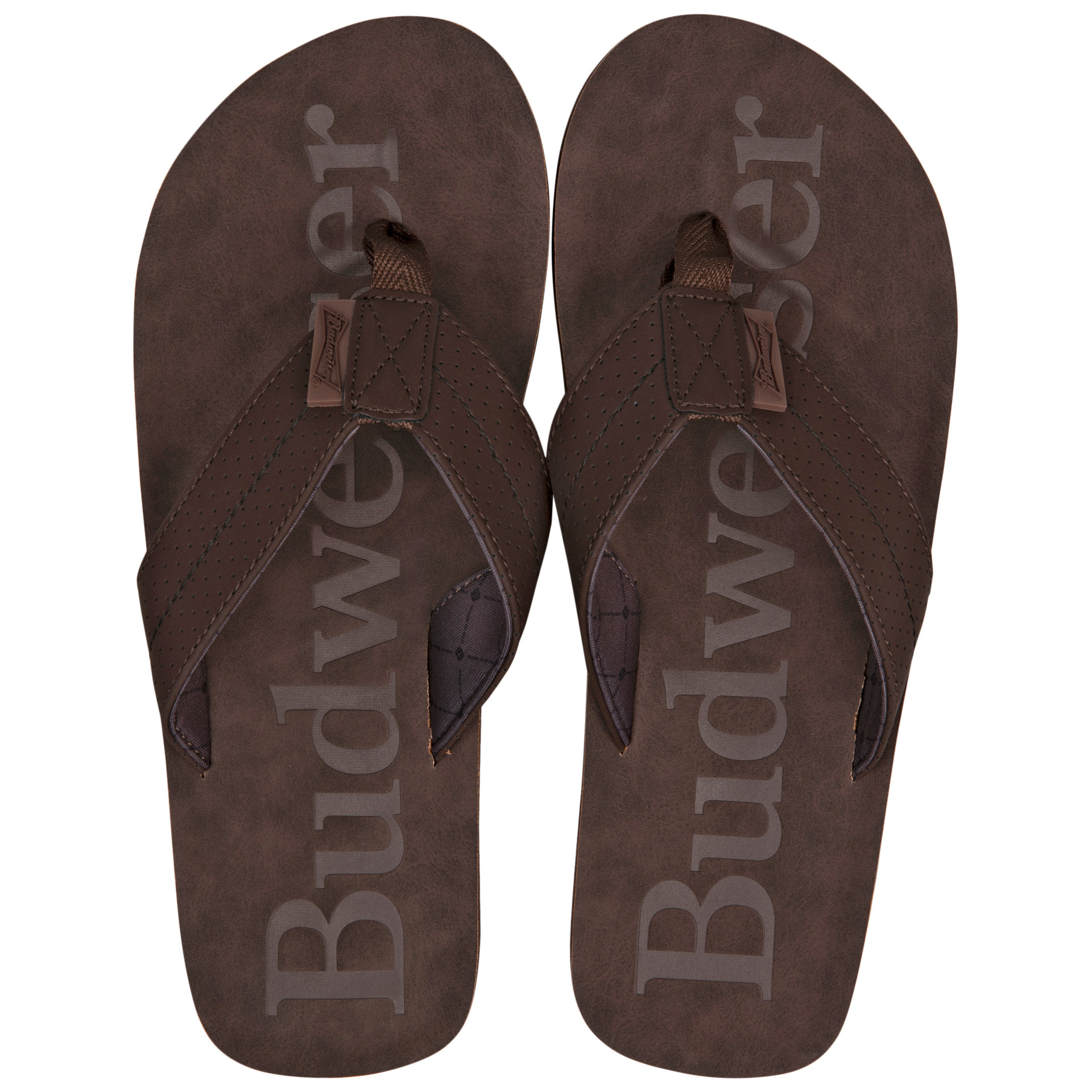 Budweiser Printed Brown Distressed Flip Flop Sandals