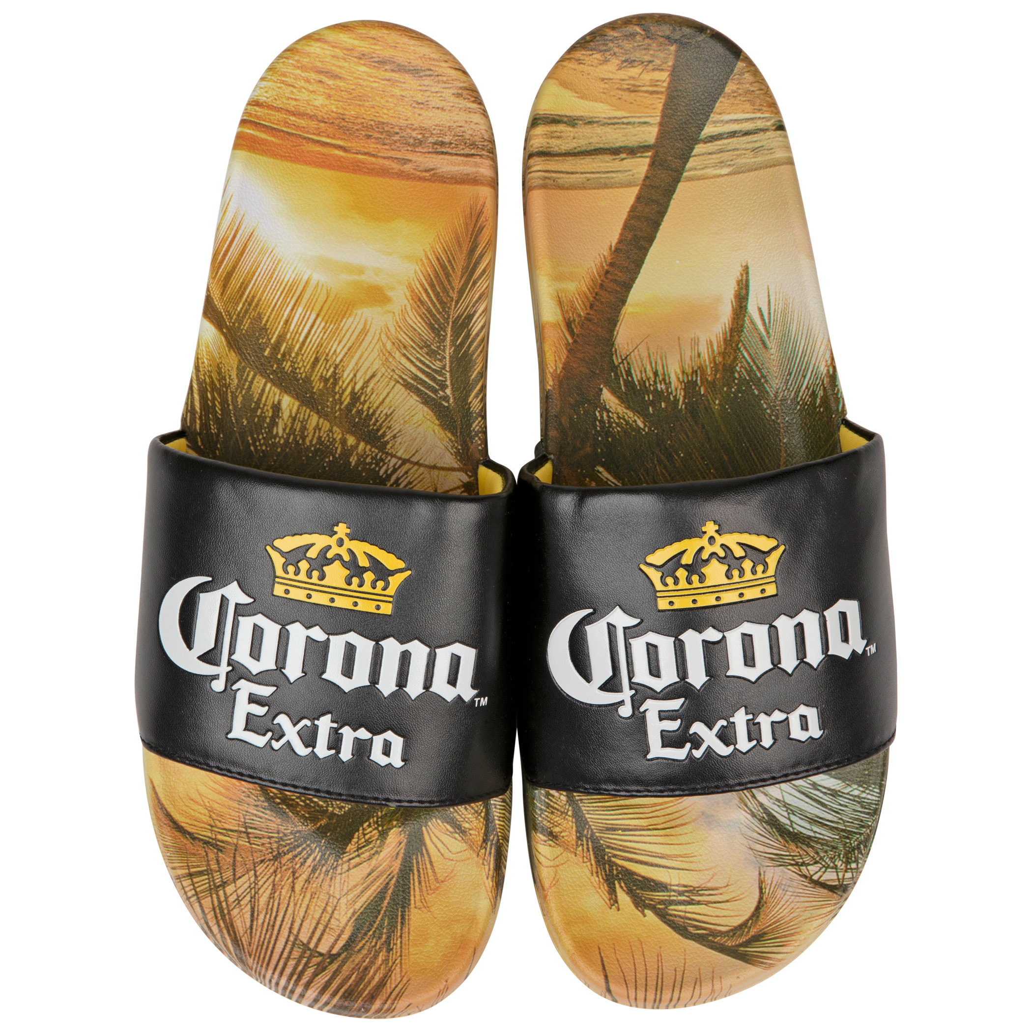 Corona Extra Black Label with Beach Scene Sandal Slides