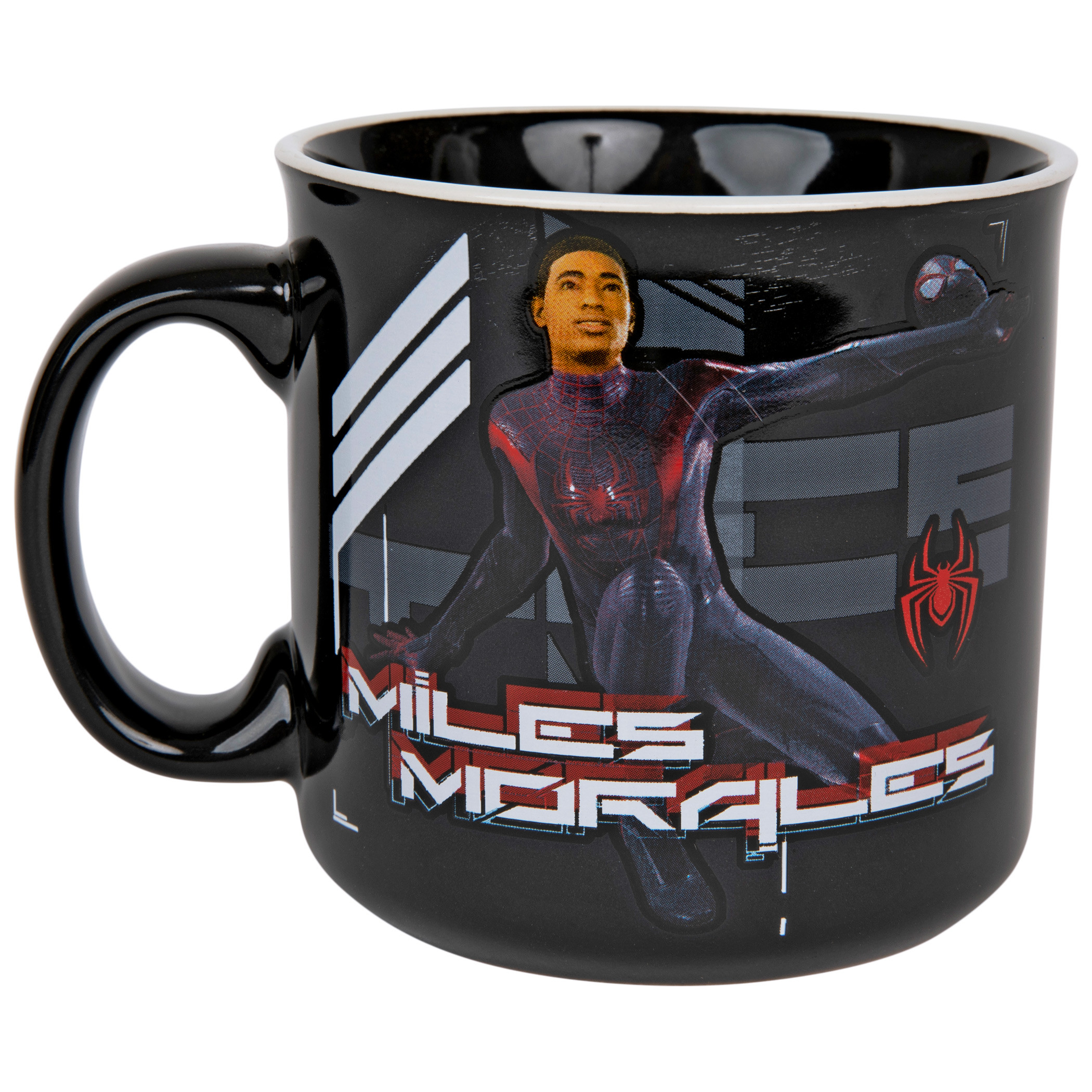 Spider-Man Miles Morales Holding Mask 20 Ounce Camper Mug