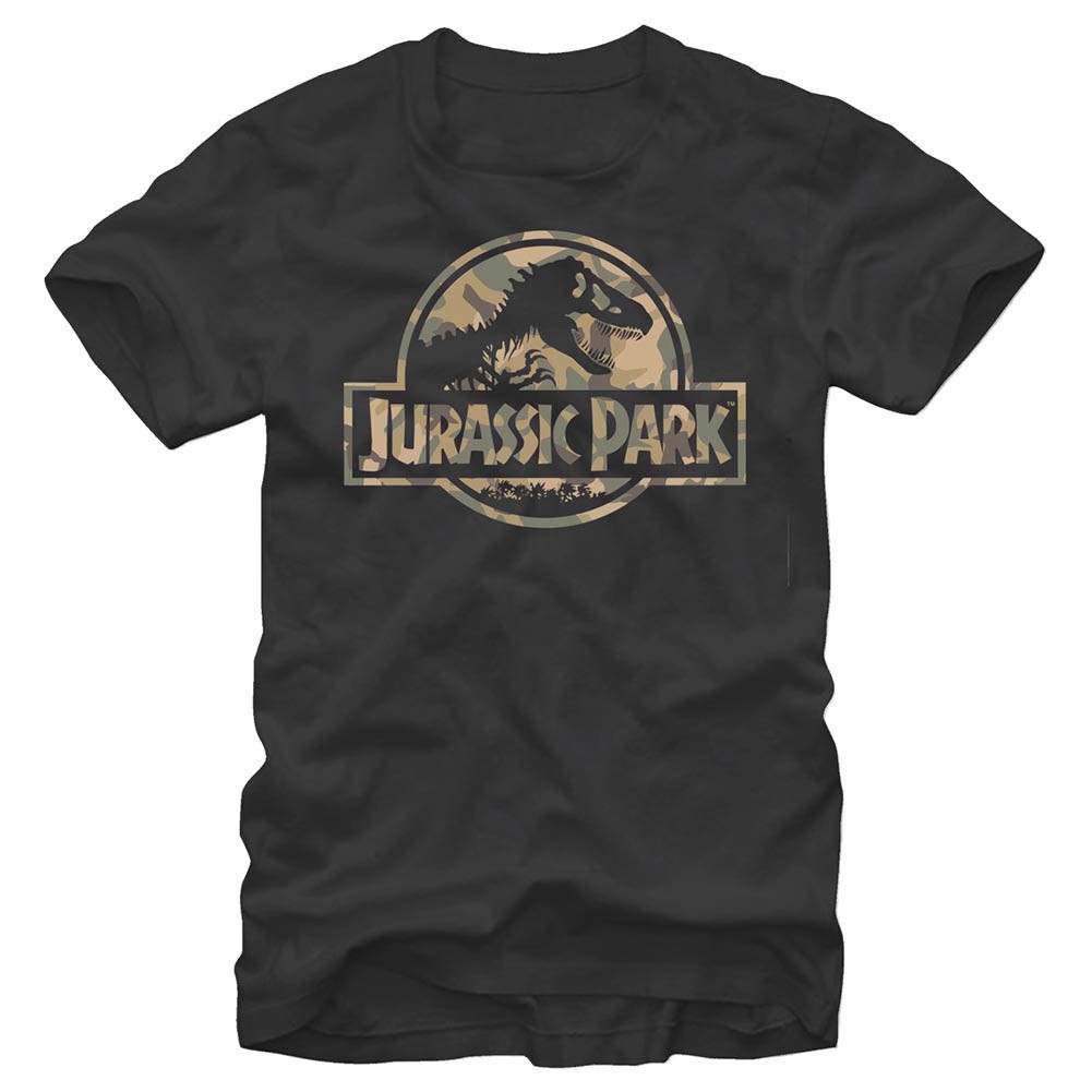 Jurassic Park Camo Logo Black T-Shirt