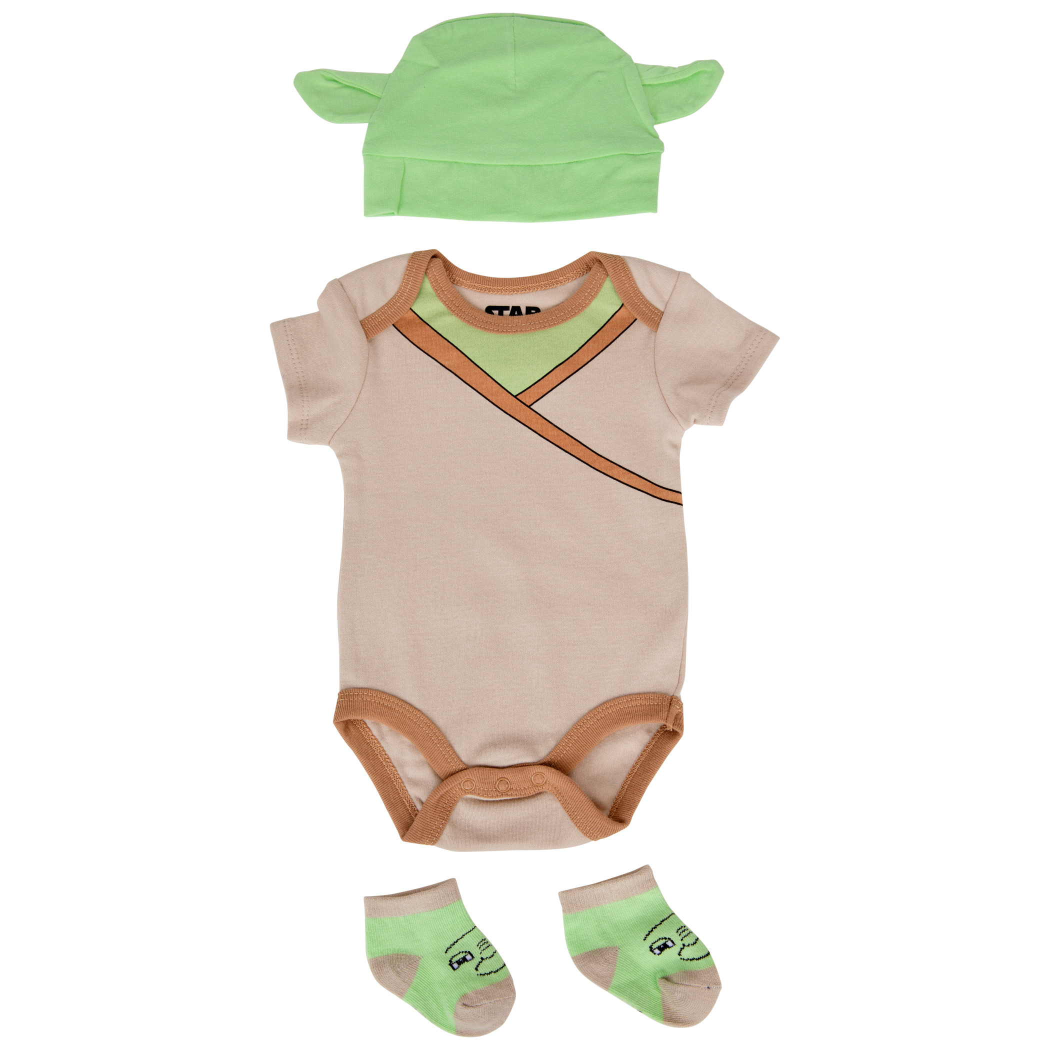 Star Wars Mandalorian Baby Yoda Newborn Baby Boys 3 Piece Outfit Set: Bodysuit Pants Hat