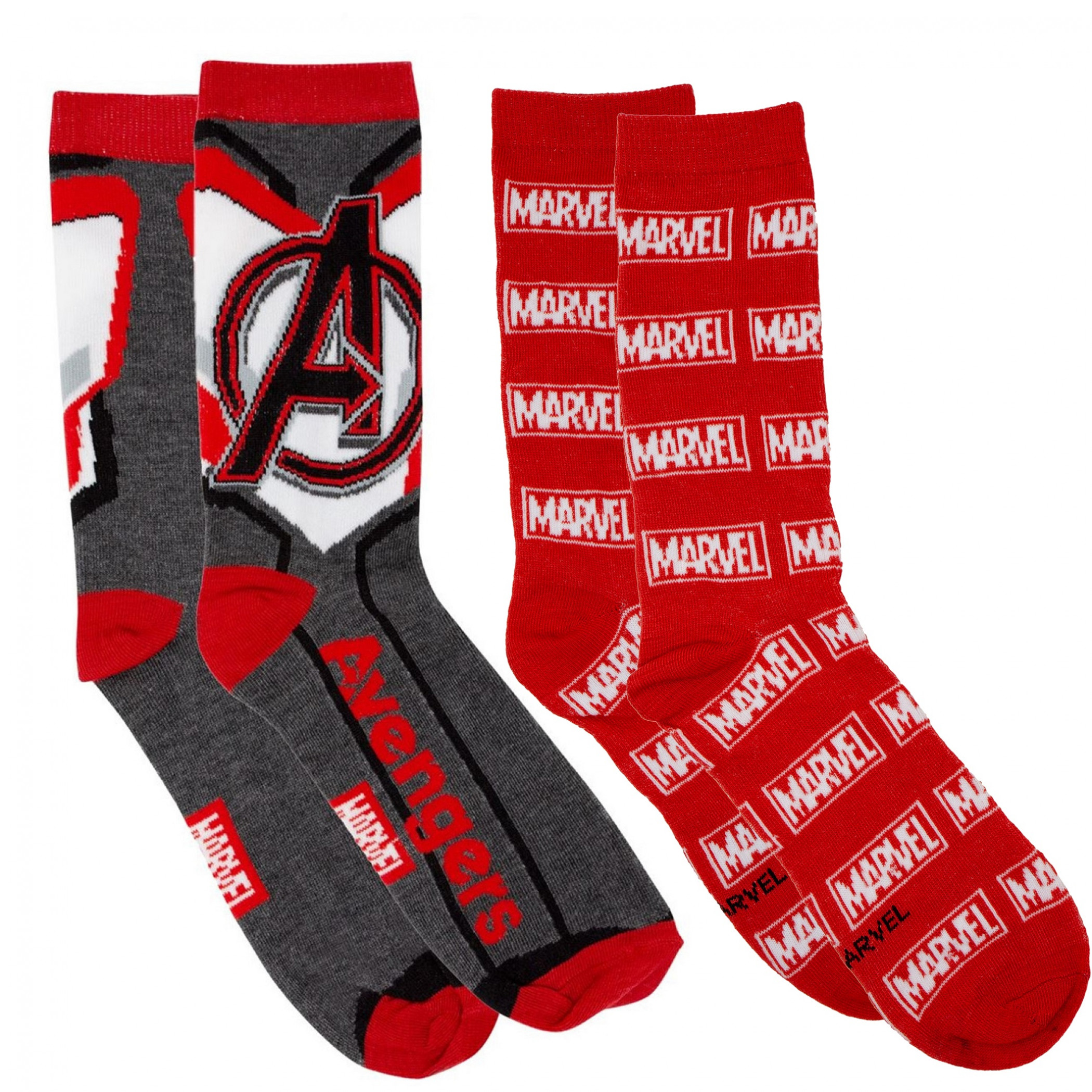 Marvel Brand Text and Avengers Costume Crew Socks 2-Pair Pack