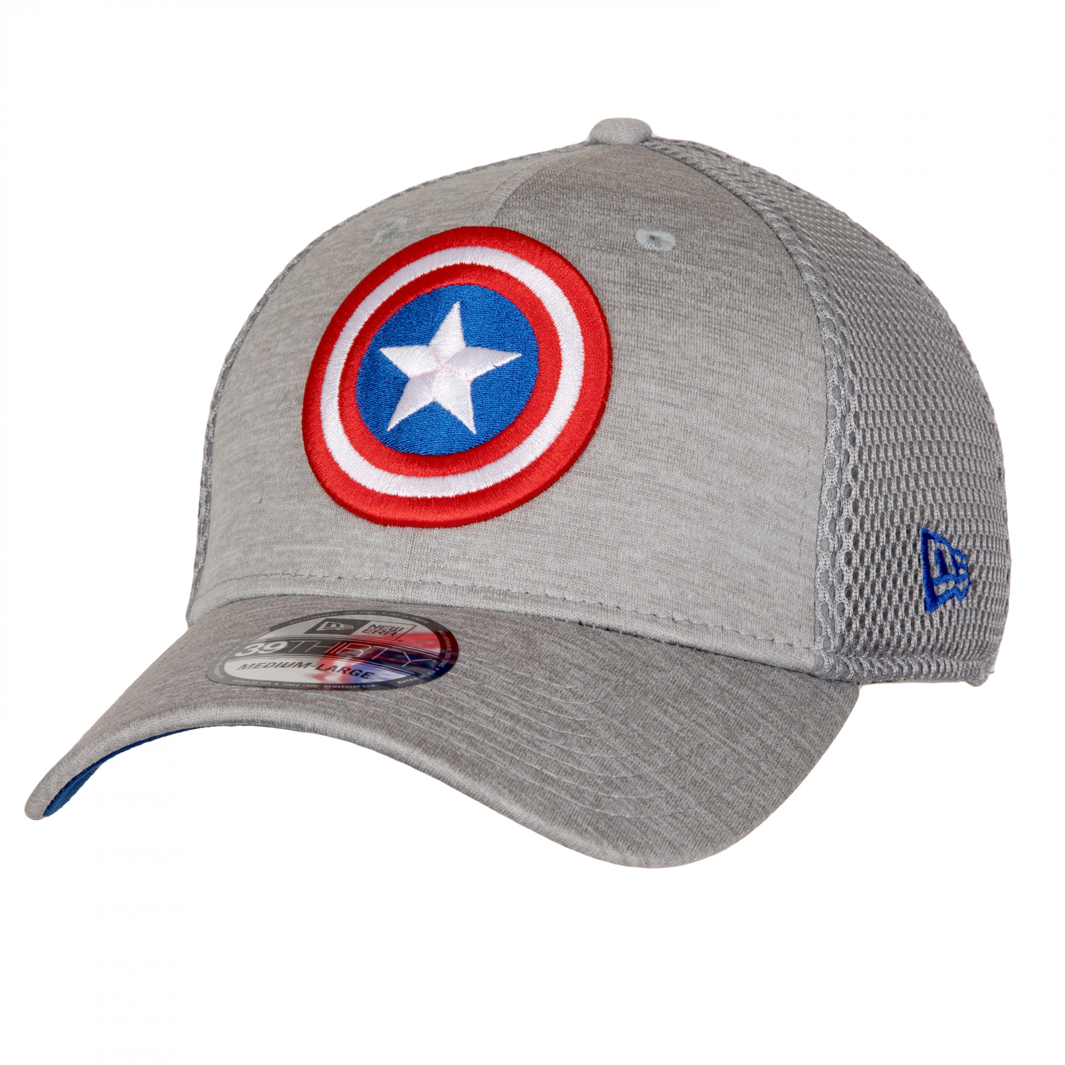 Captain America Symbol Grey Shadow Tech New Era 39Thirty Fitted Hat