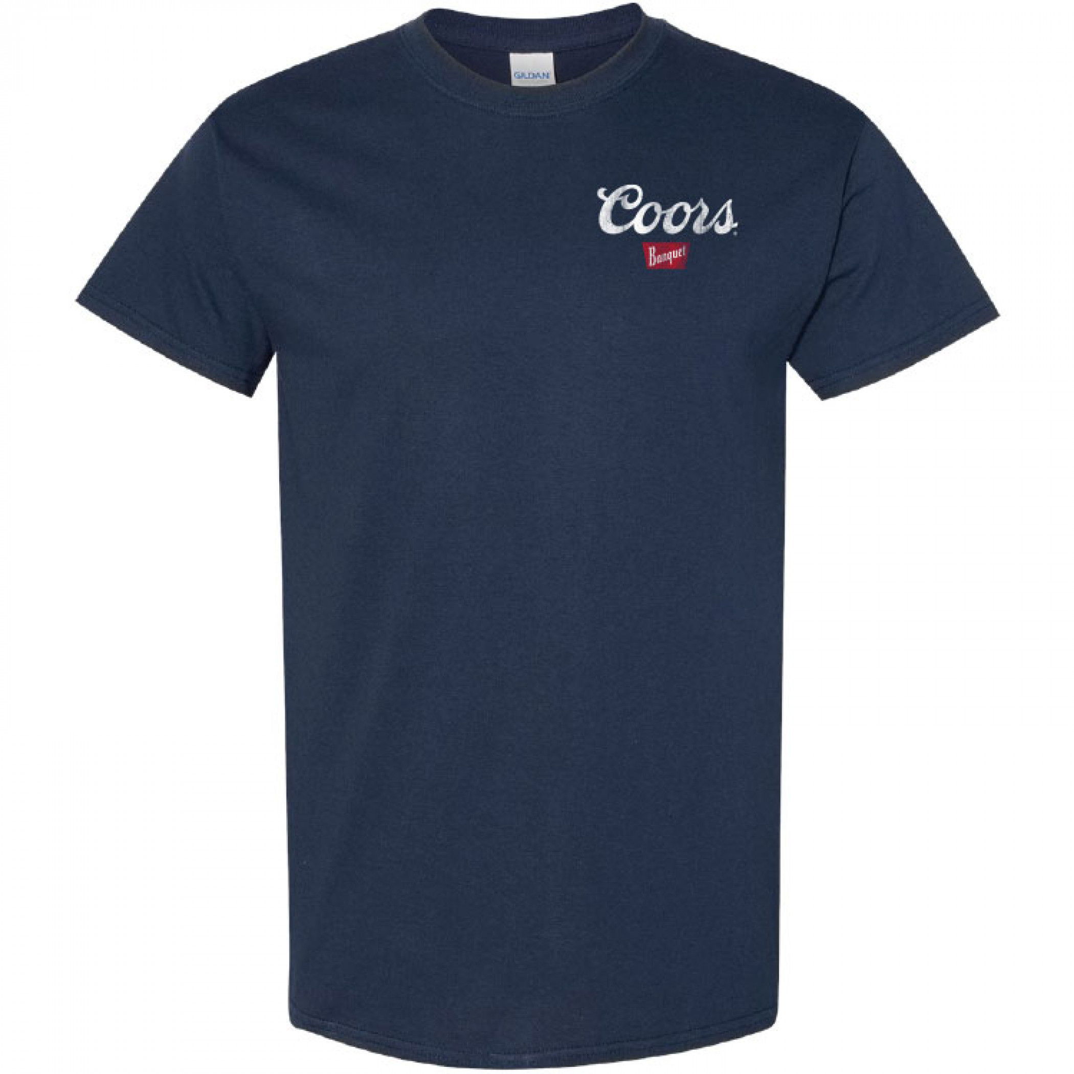 Coors Banquet Can Logo Front and Back Print Navy T-Shirt