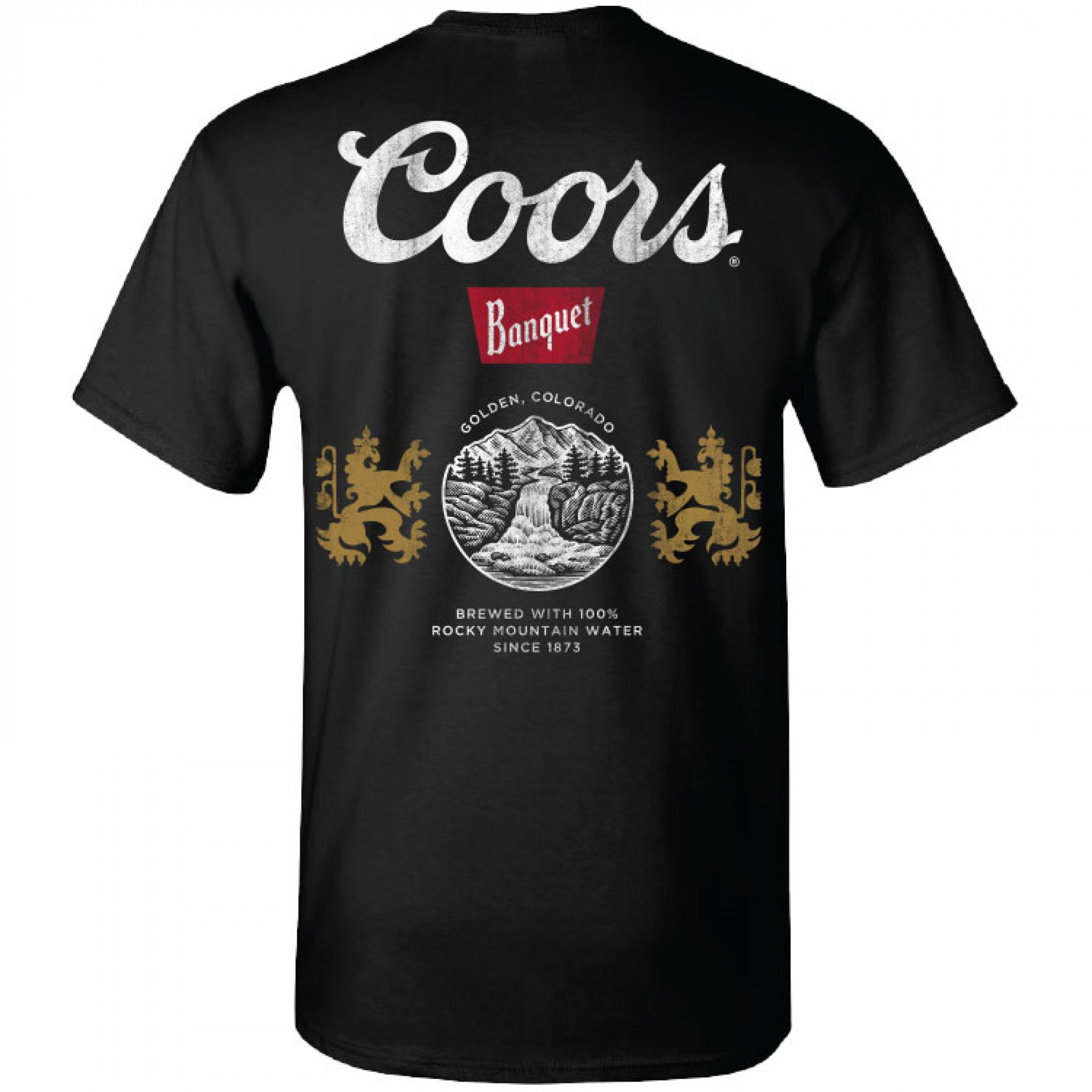 Coors Banquet Can Logo Front and Back Print Black T-Shirt