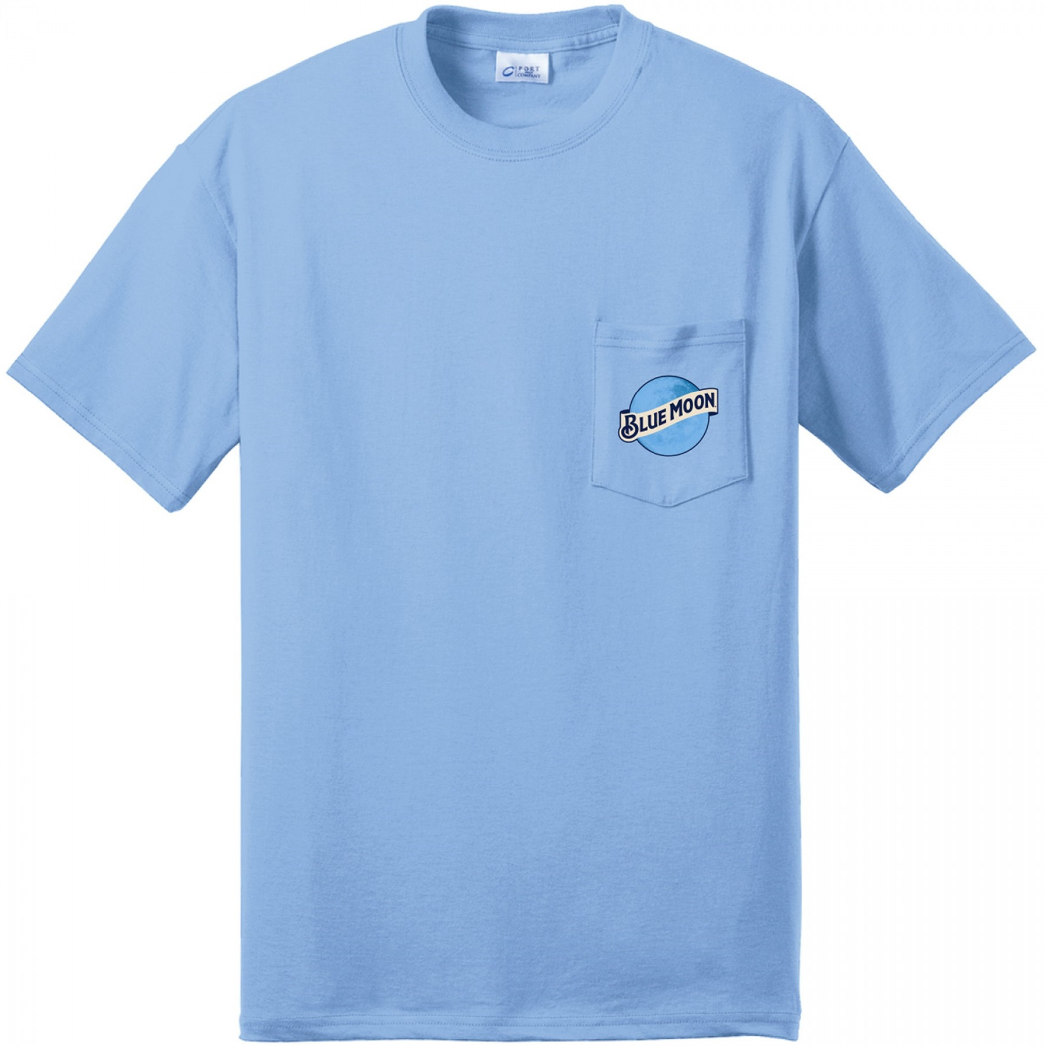 Blue Moon Front and Back Logo Printed Pocket T-Shirt