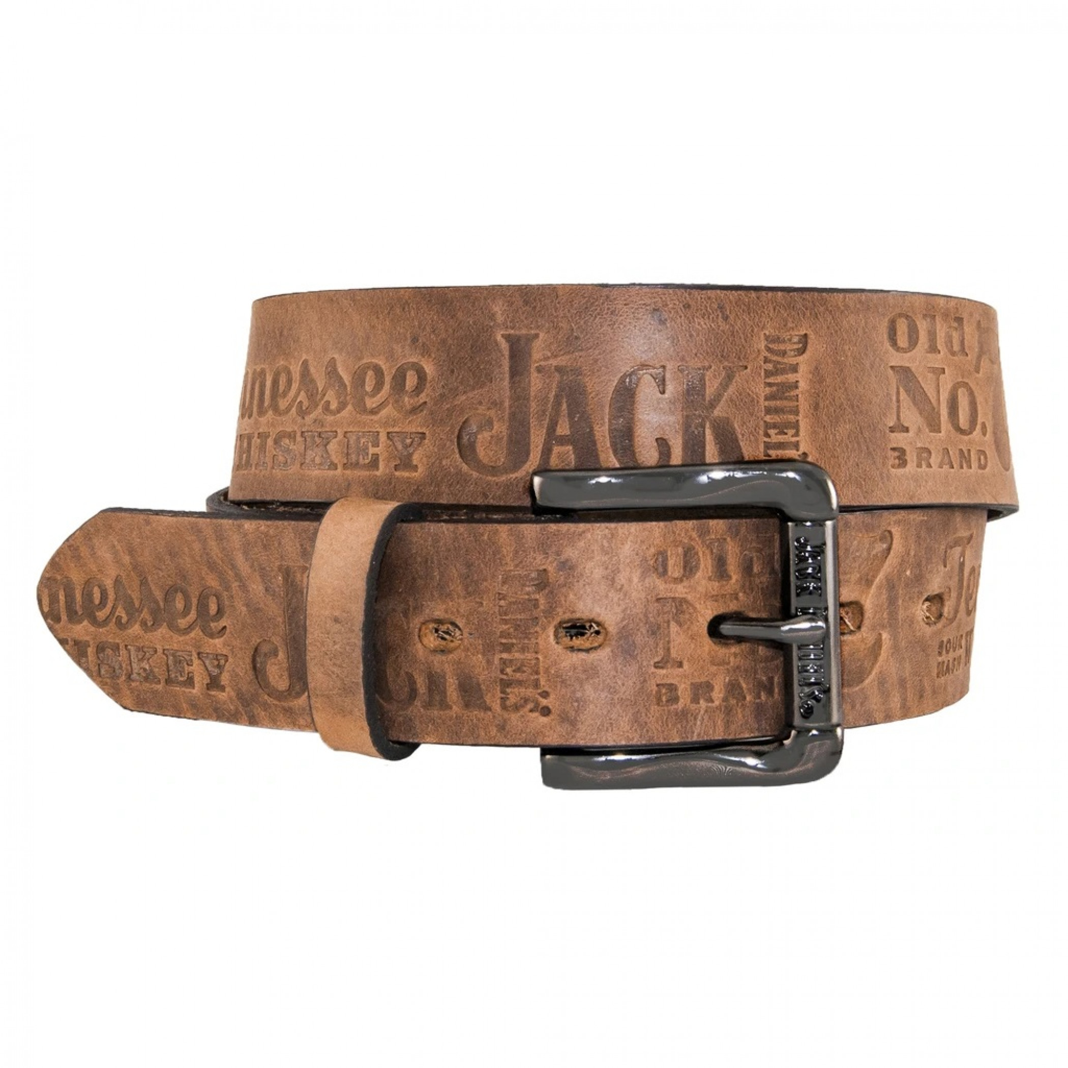 Jack Daniel's Brown Leather Embossed 1.5" Belt