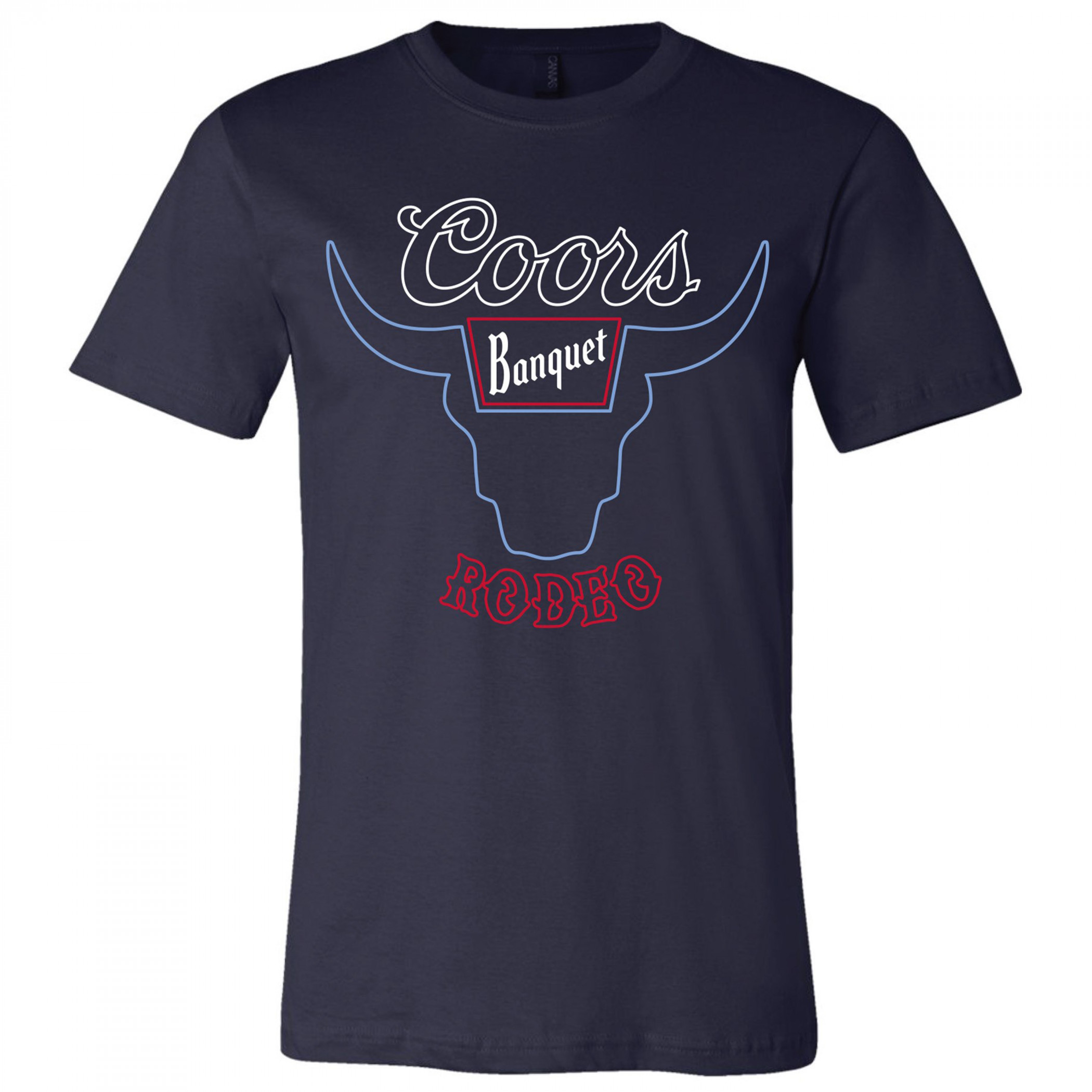 Coors Banquet Beer Rodeo Bull Head Navy Colorway T-Shirt