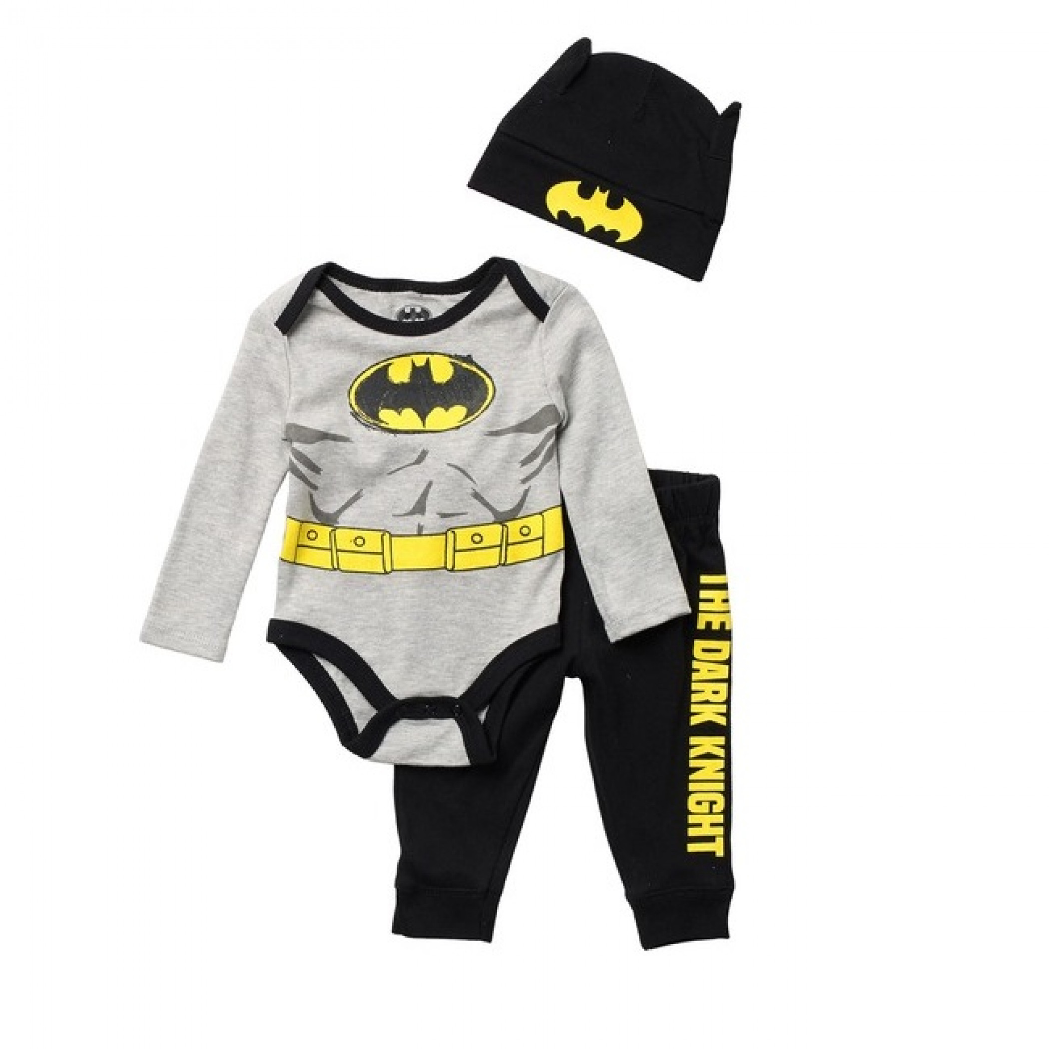 Batman The Dark Knight Costume 3-Piece Pajama Set with Hat