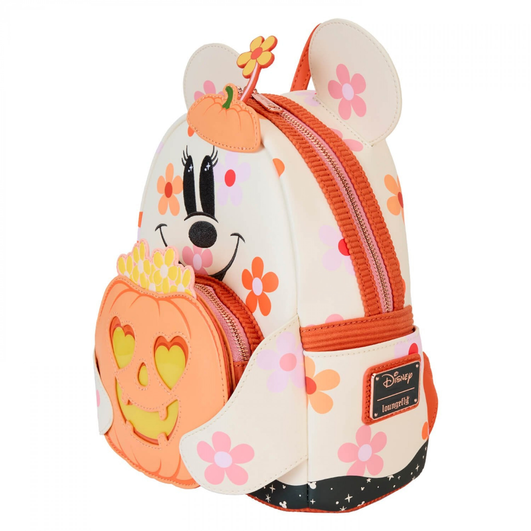 Minnie Mouse Floral Pumpkin Glow in the Dark Mini Backpack By Loungefly