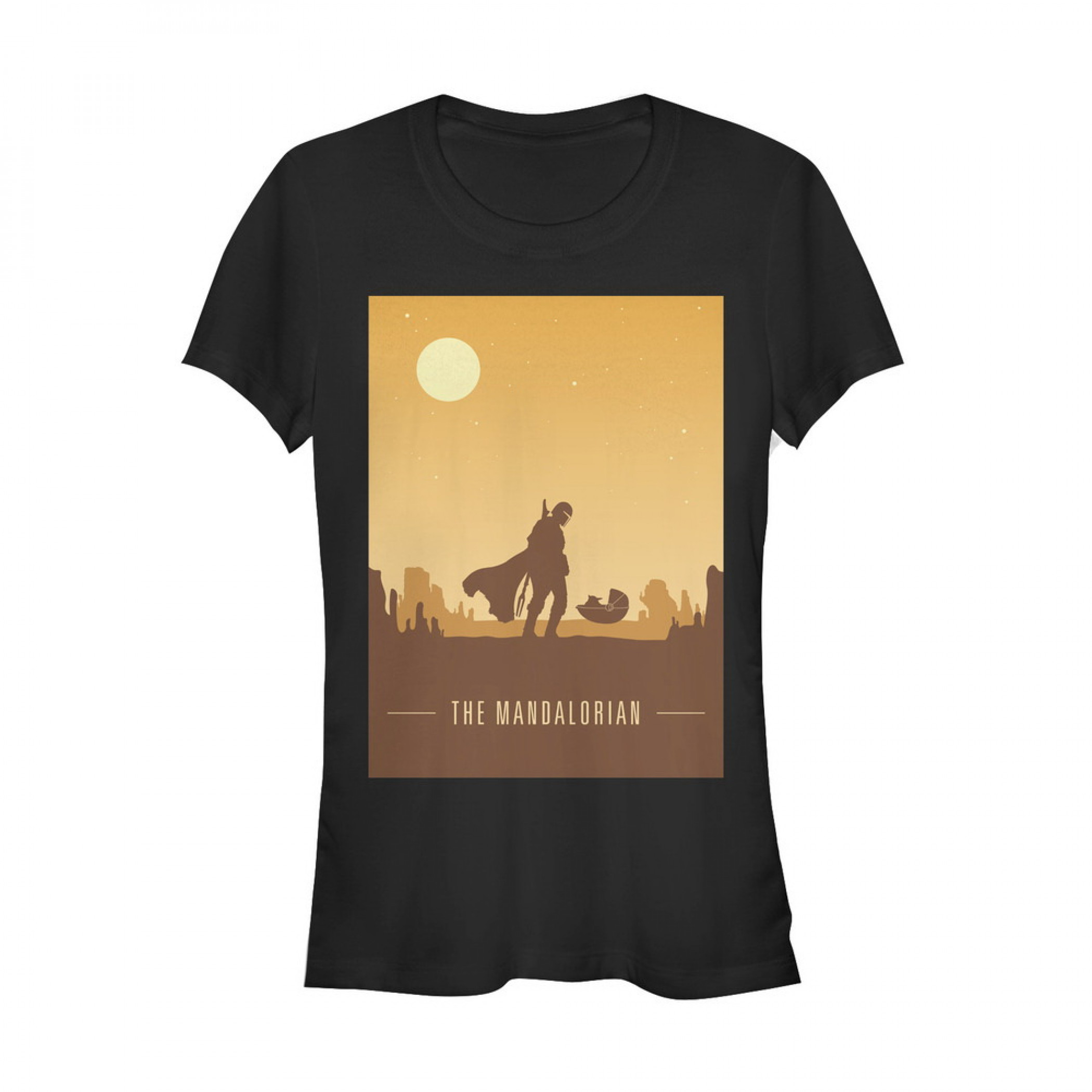 The Mandalorian Sunset The Child Juniors Black T-Shirt