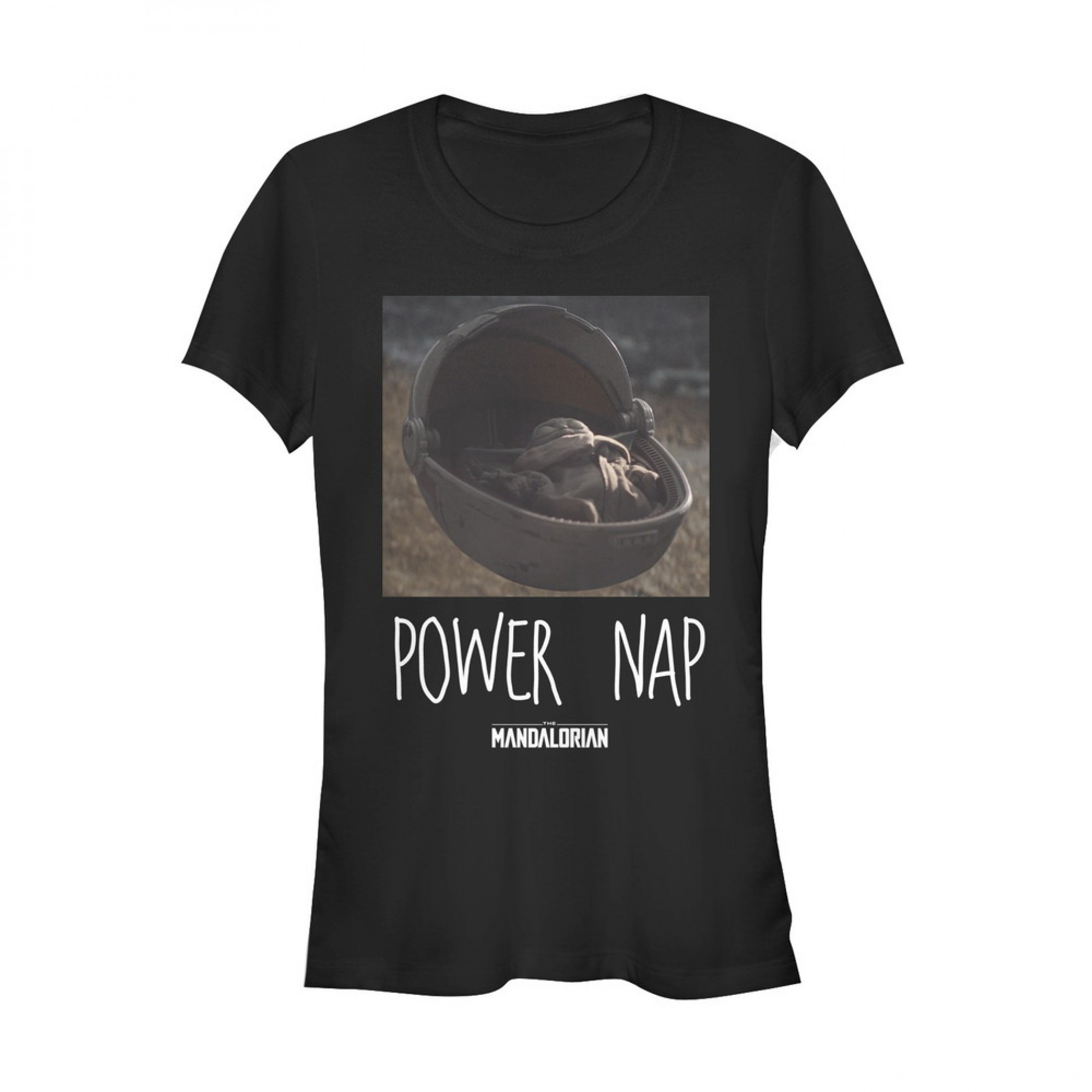 The Mandalorian Power Nap The Child Juniors Black T-Shirt