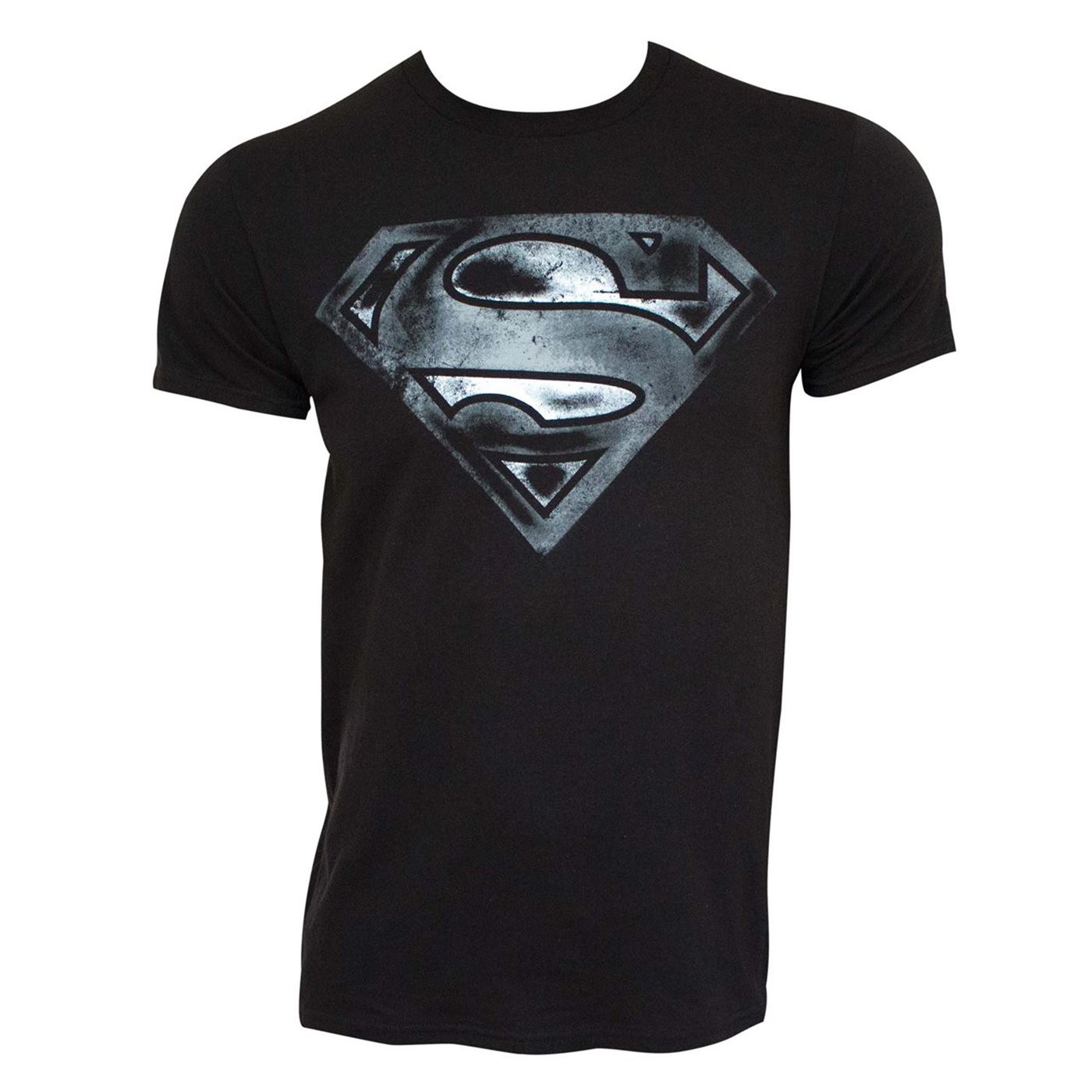 Superman Logo Black & White Distress Men's T-Shirt