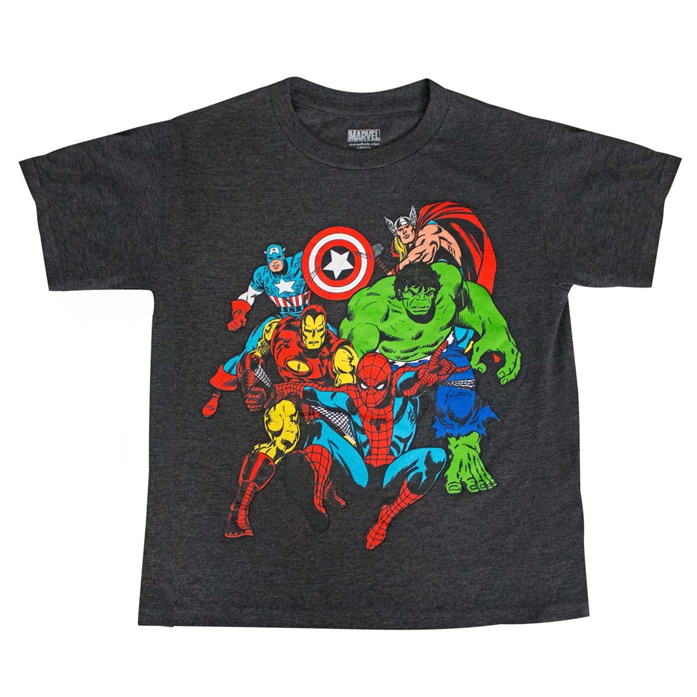 Avengers Team-up Spider-man Thor Hulk Captain America Boys T-shirt