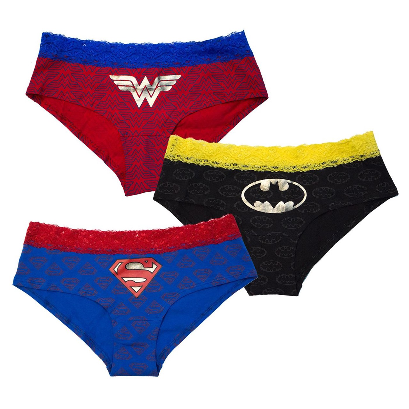 DC Comics Superhero Lace 3 Pack Hipster Panties