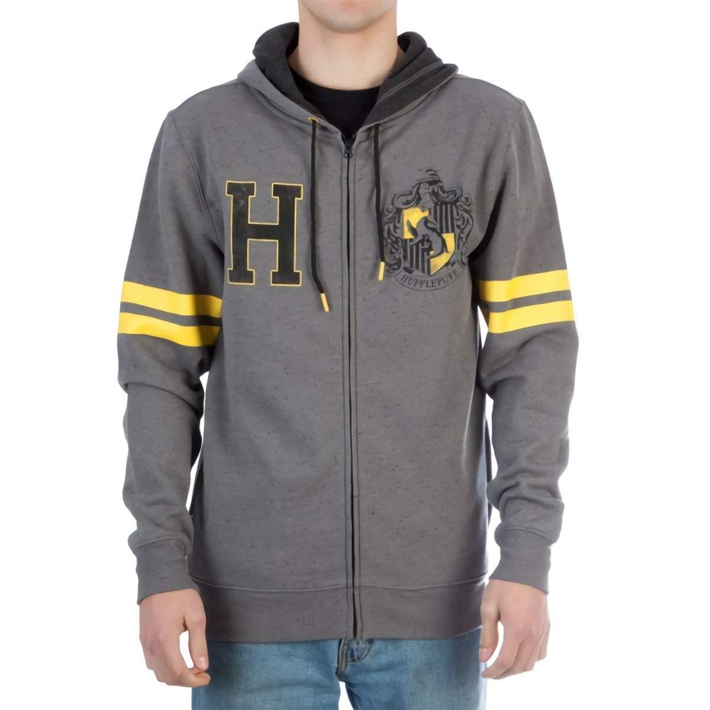 Harry Potter Hufflepuff Men's Grey Zip Hoodie