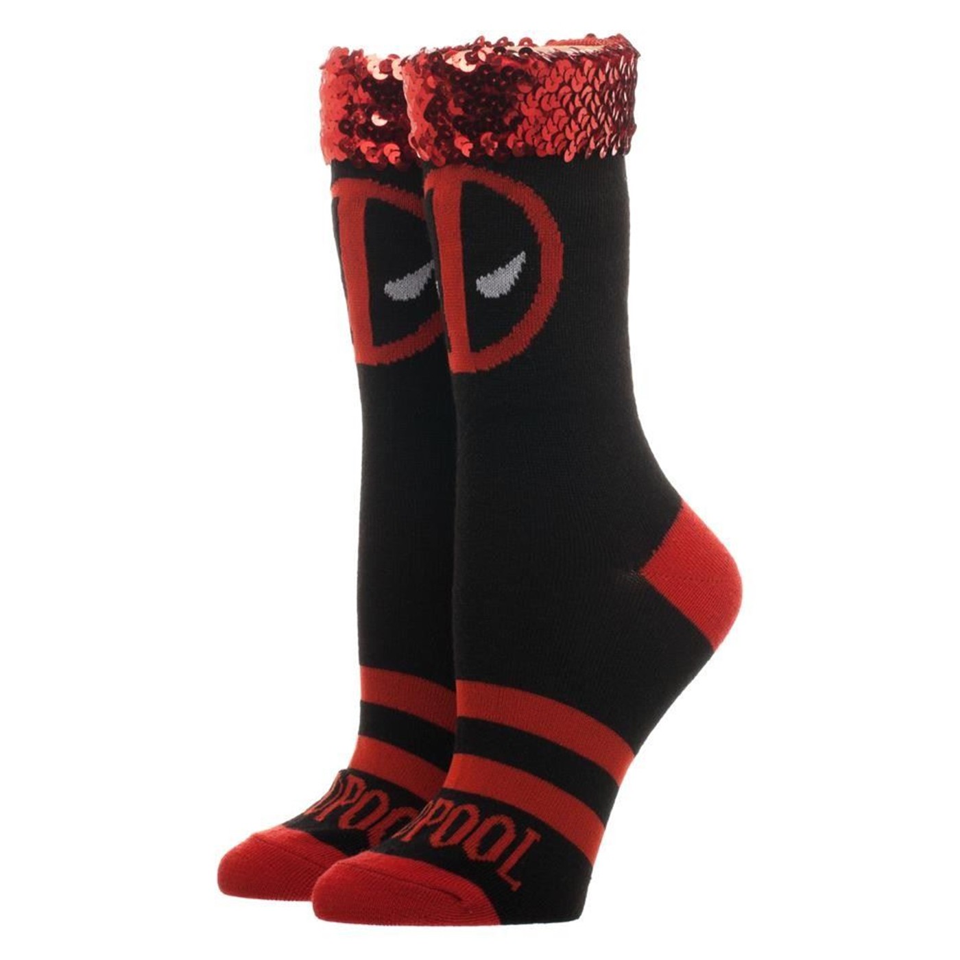 Deadpool Sequin Cuff JRs Crew Sock