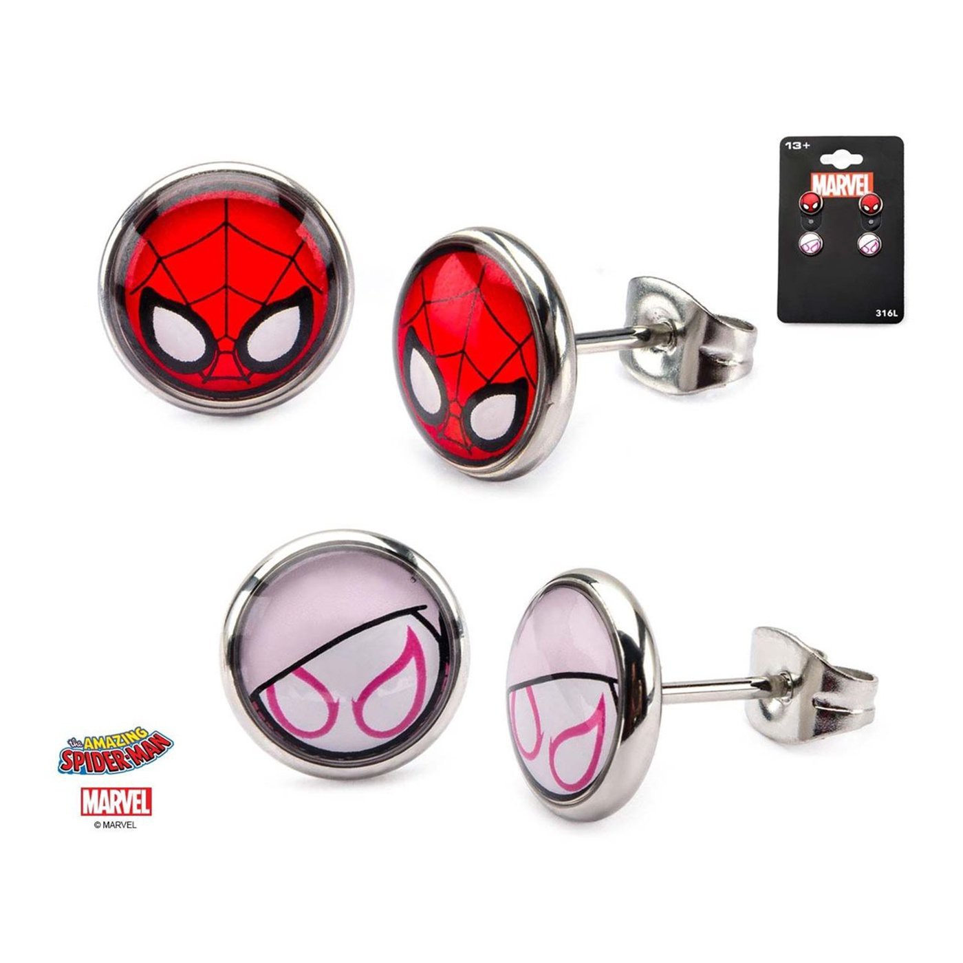 Marvel Base Metal Spider-Gwen Post Stud Earrings Set