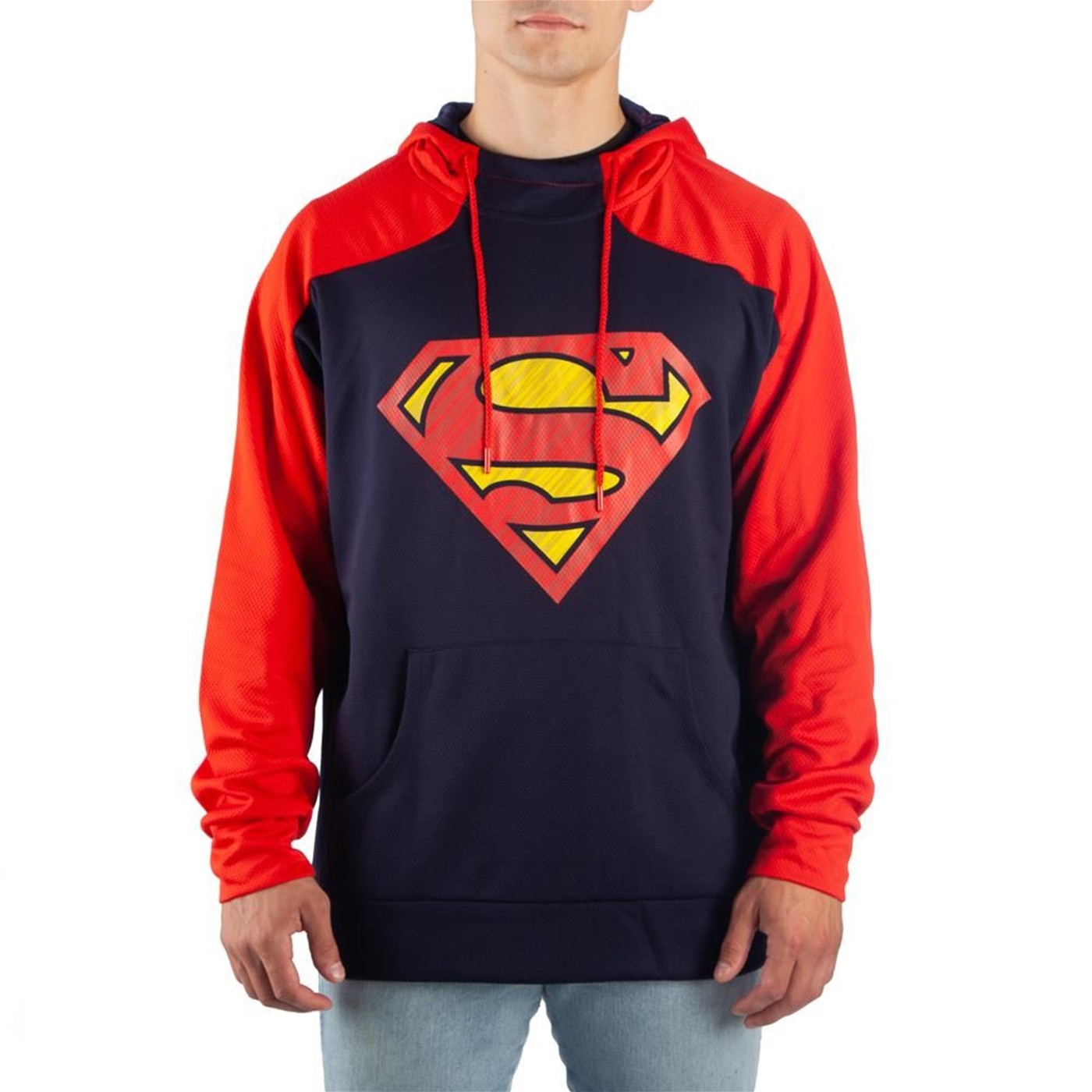 Superman Symbol Blue and Red Athletic Men's Hooded Sweatshirt
