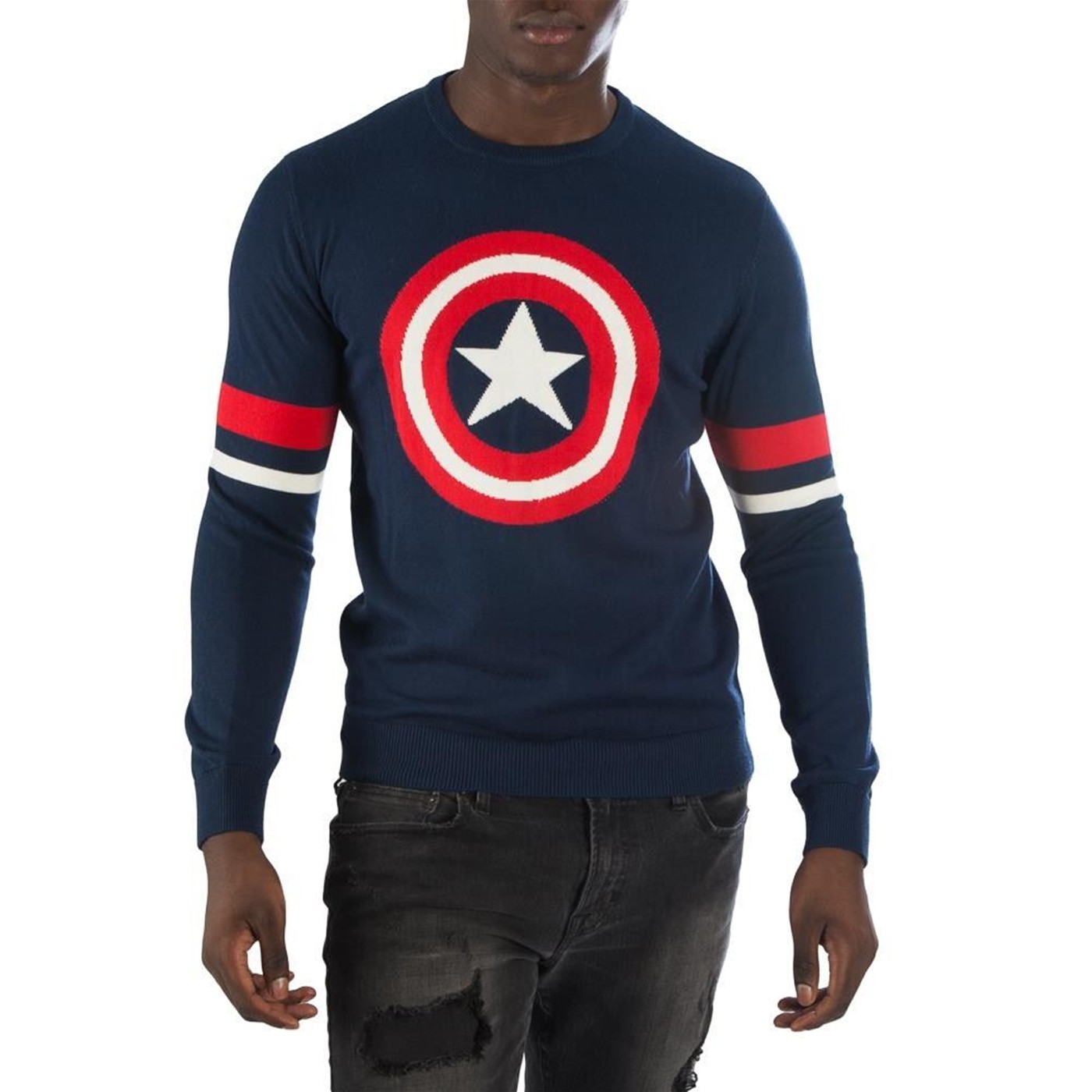 Captain America Symbol Blue Men's Sweater