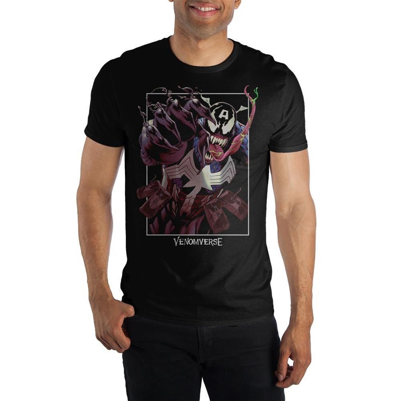 Captain America Venomized Men's Black T-Shirt