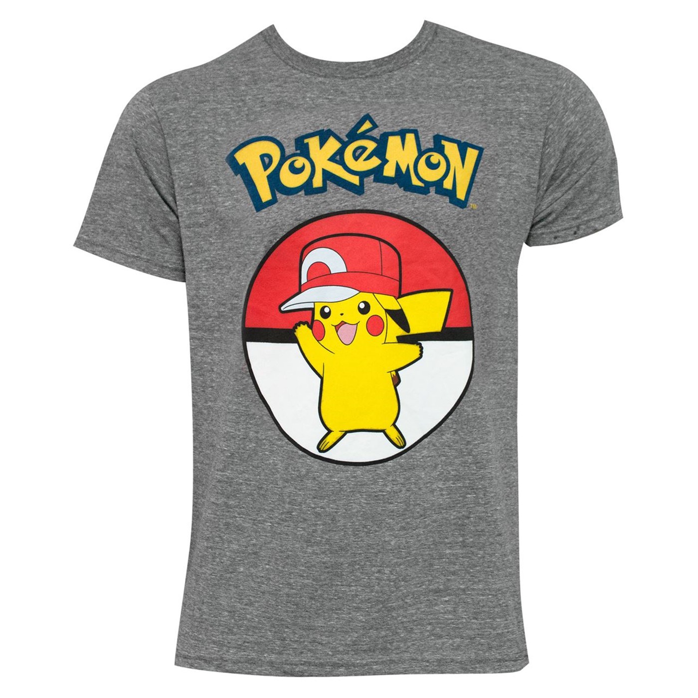 Pikachu Wearing Hip Hop Hat Men's Grey T-Shirt