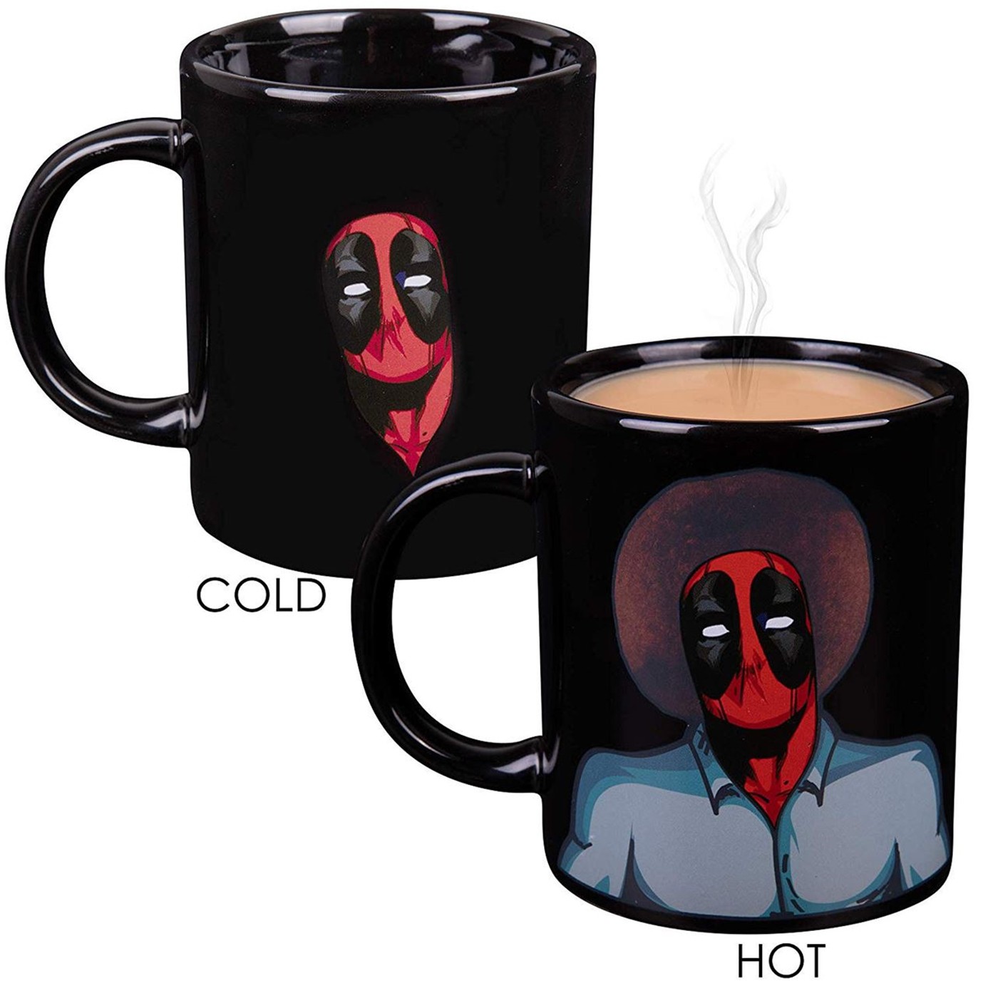 Deadpool as Bob Ross Heat Change Coffee Mug