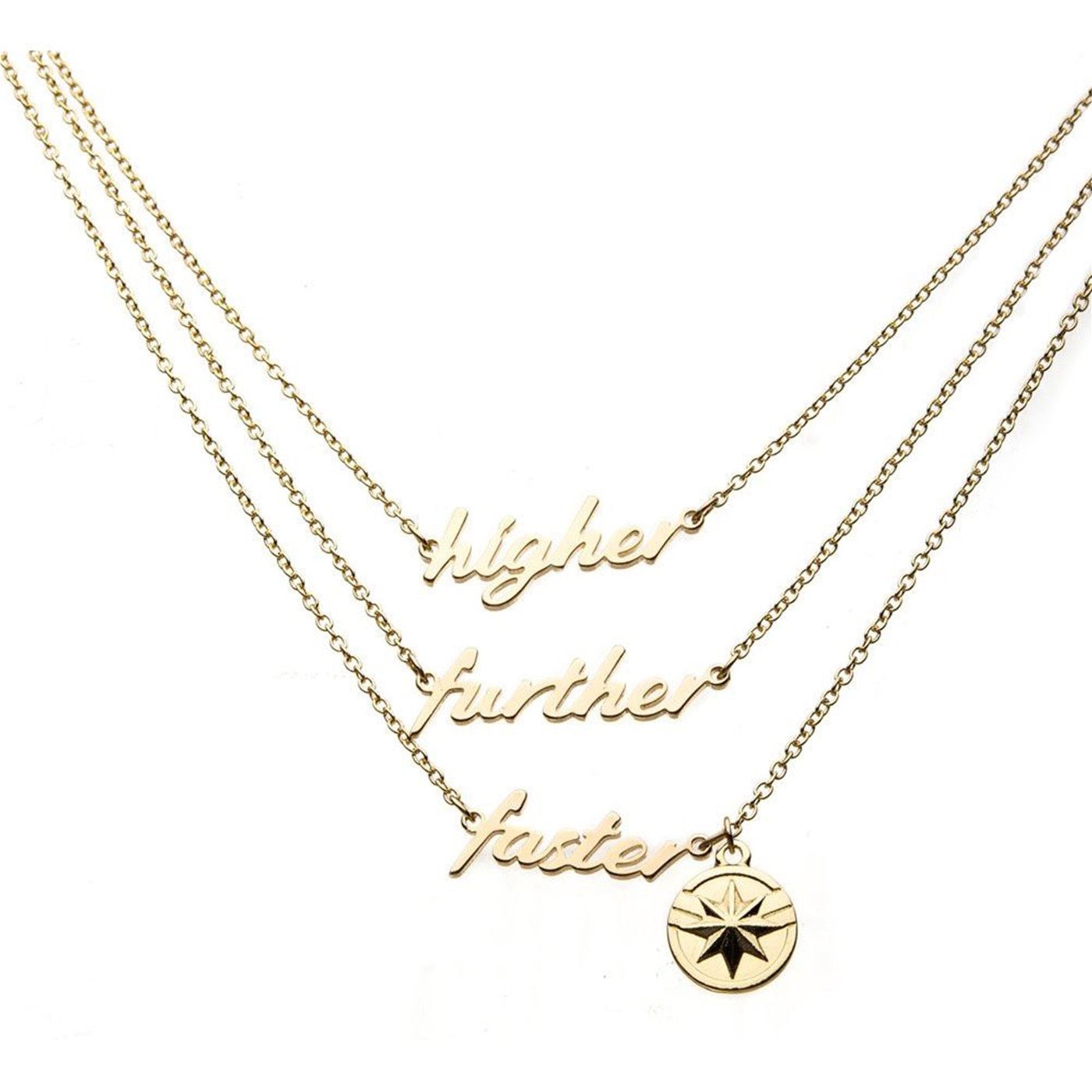 Captain Marvel Movie Higher Further Faster Necklace