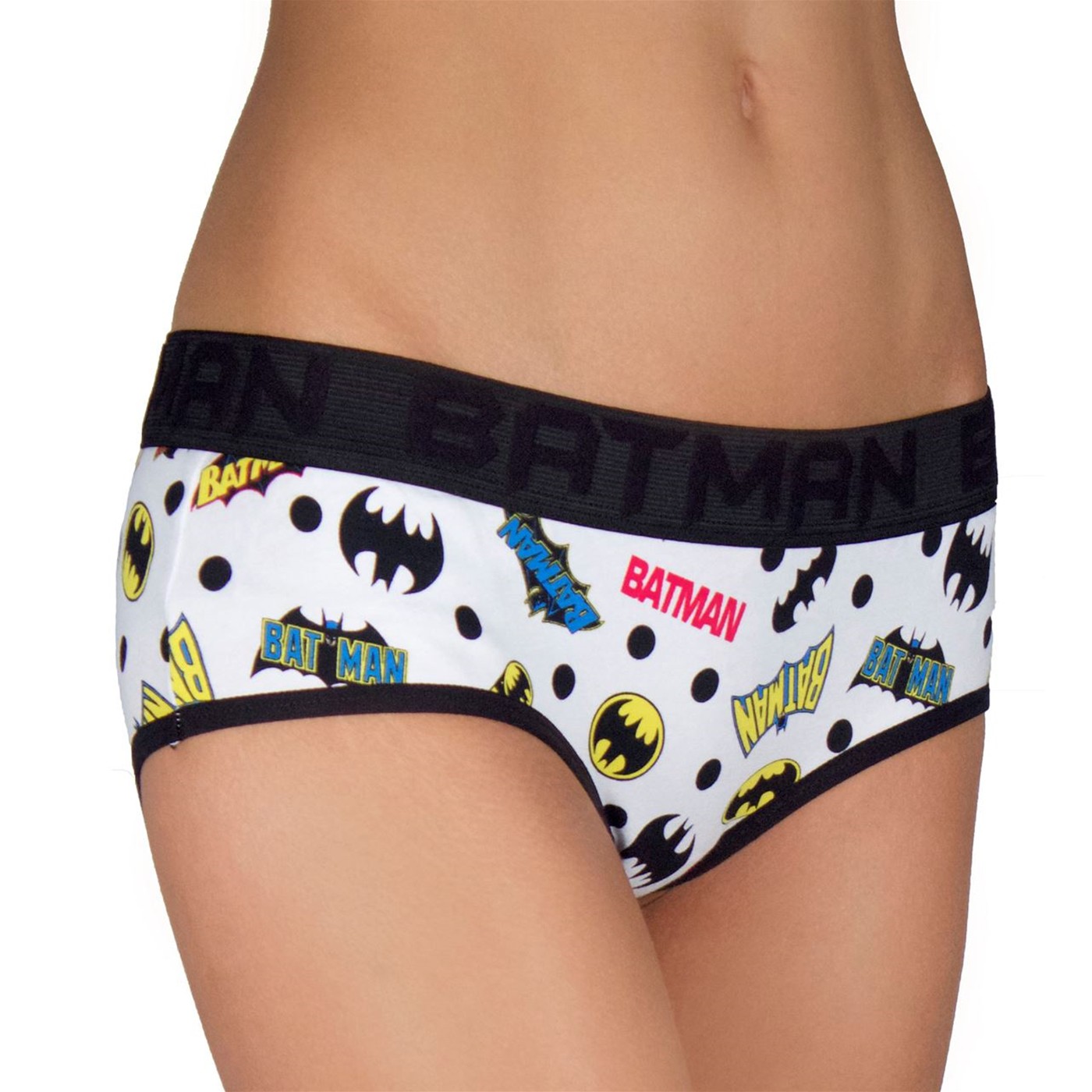 Batman Underwear, Womens 3 Pack Glow In The Dark Hipster Briefs Black