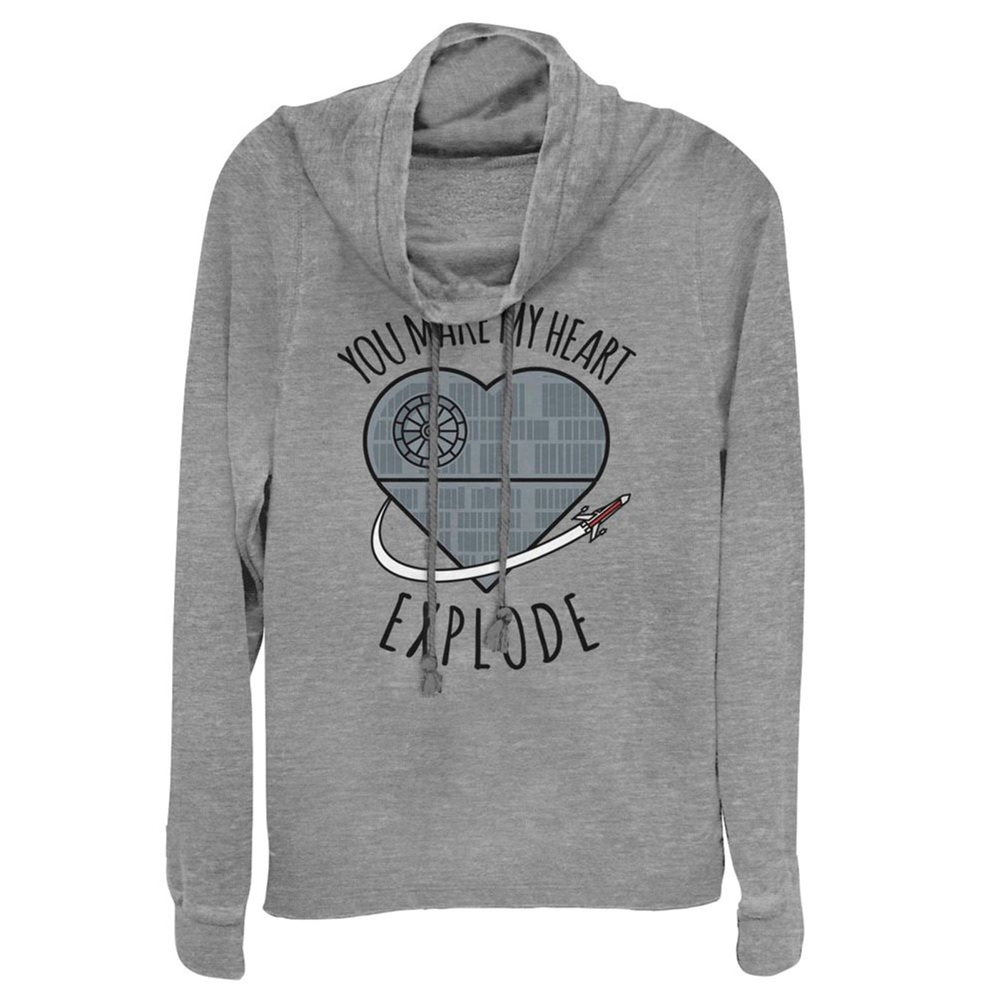 Star Wars Valentine Death Star Heart Cowl Neck Women's Sweatshirt