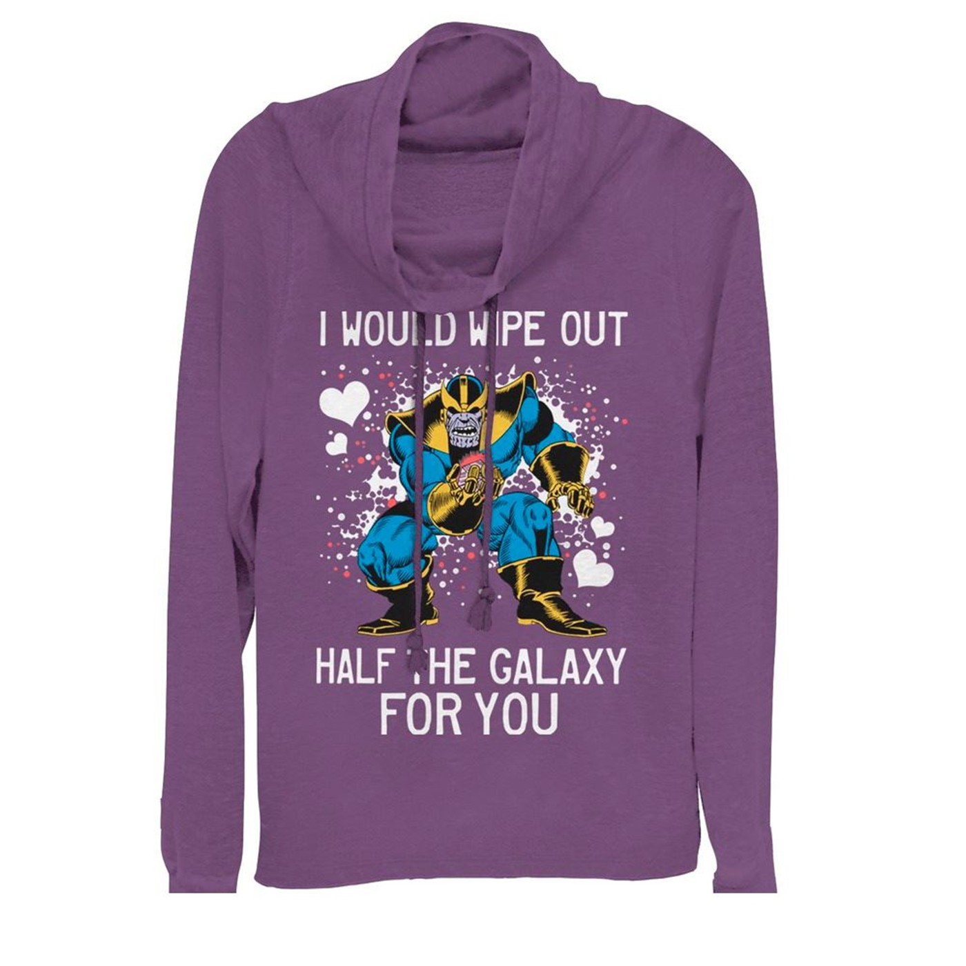 Valentine's Thanos Wipe Out Galaxy for You Cowl Neck Women's Sweatshirt
