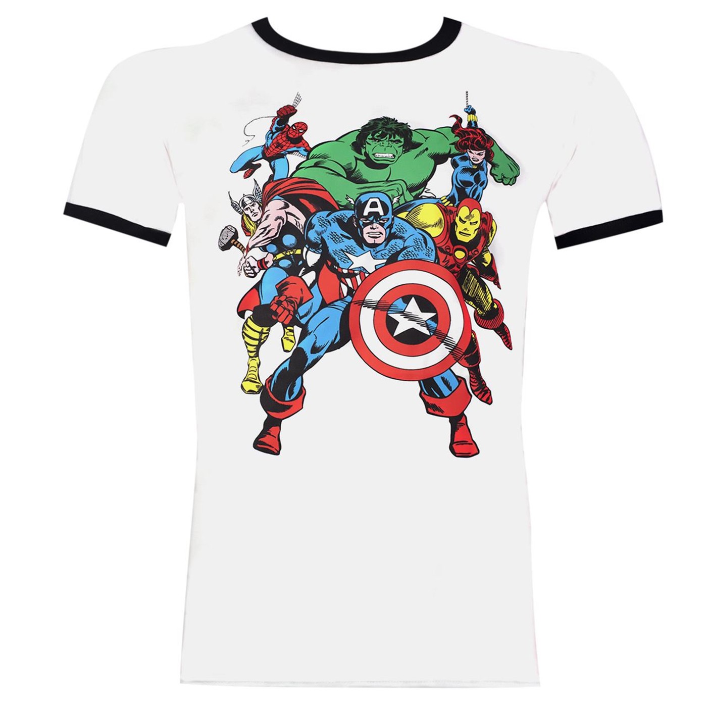 The Avengers Soft Men's White Ringer T-Shirt