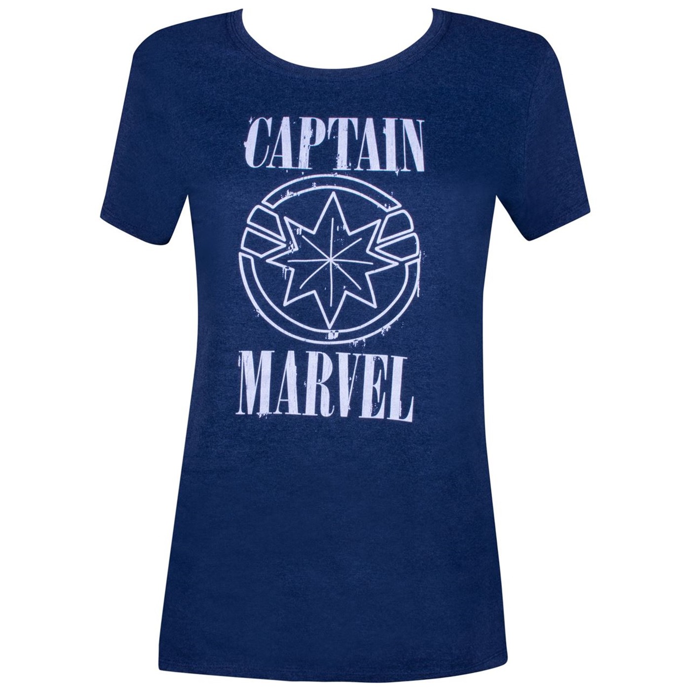 Captain Marvel Movie White Text and Symbol Women's T-Shirt