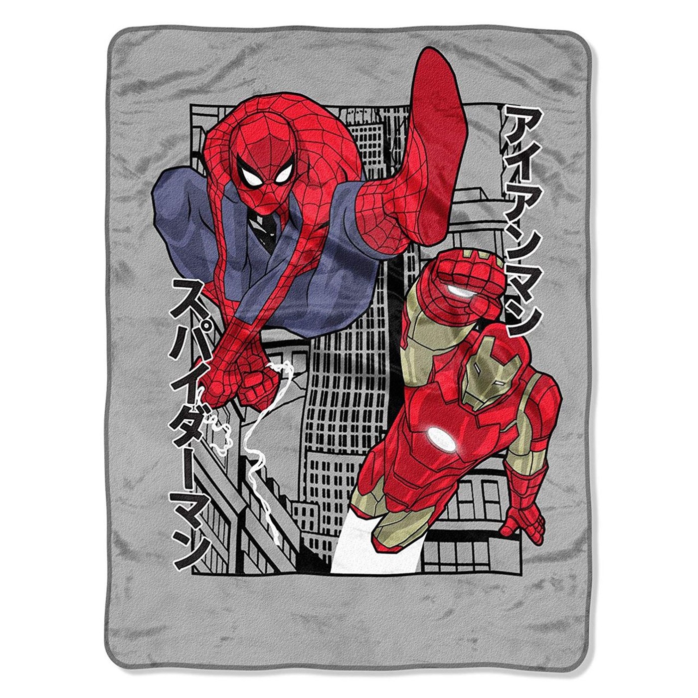 Avengers Spider-Man and Iron Man Power City Blanket