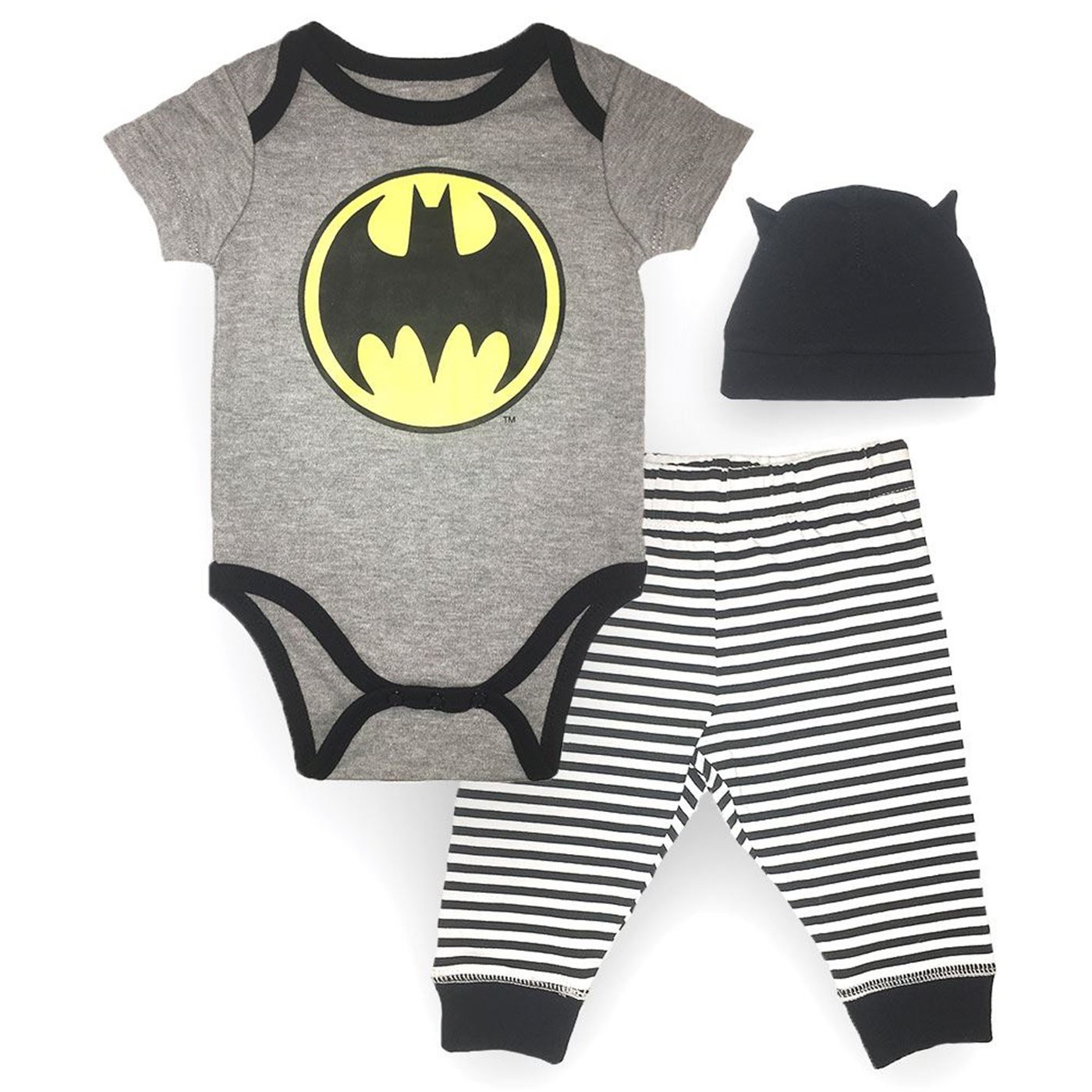 Batman 3-Piece Infant Bodysuit Pant and Hat Set