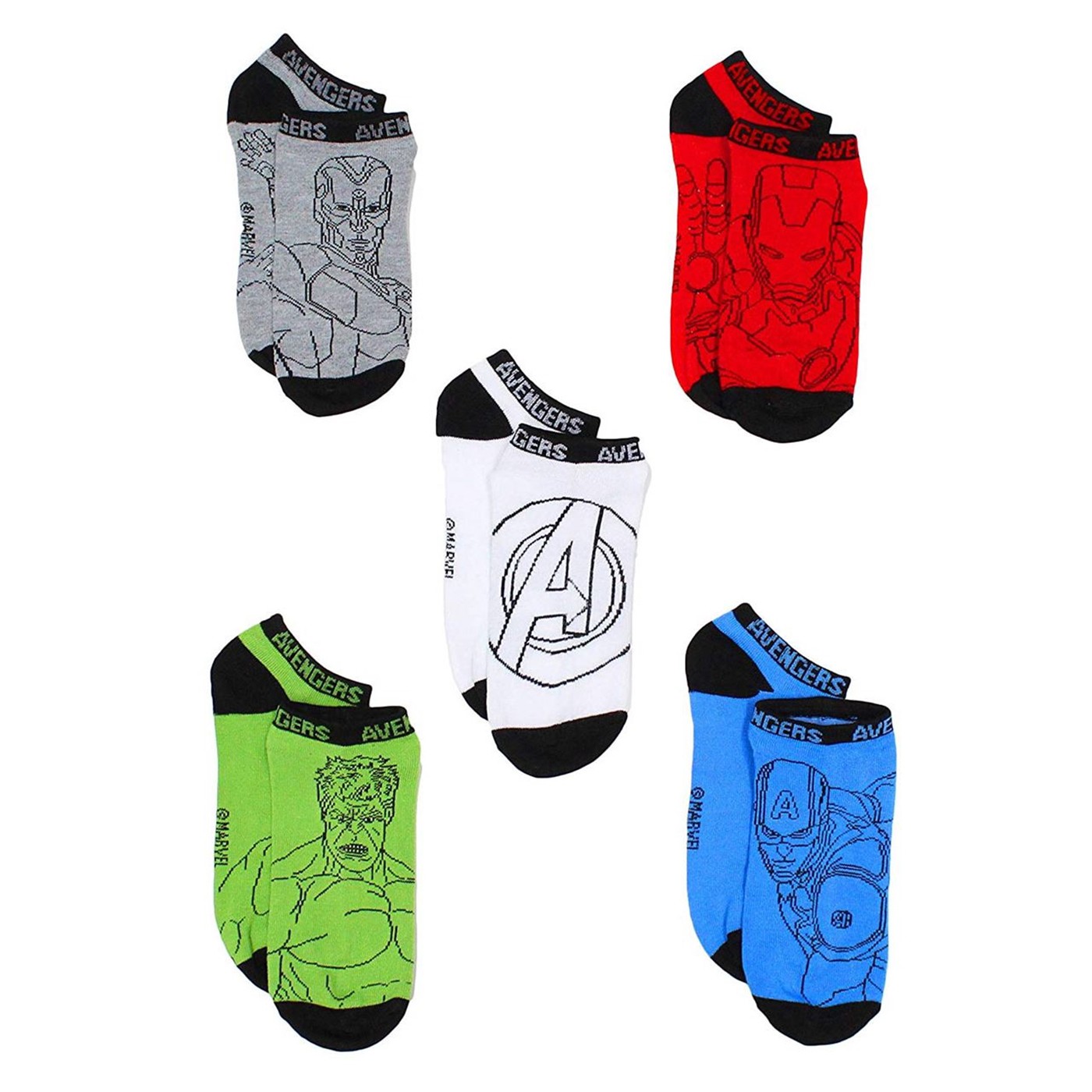Avengers 5-Pack Low Rise Kids Socks