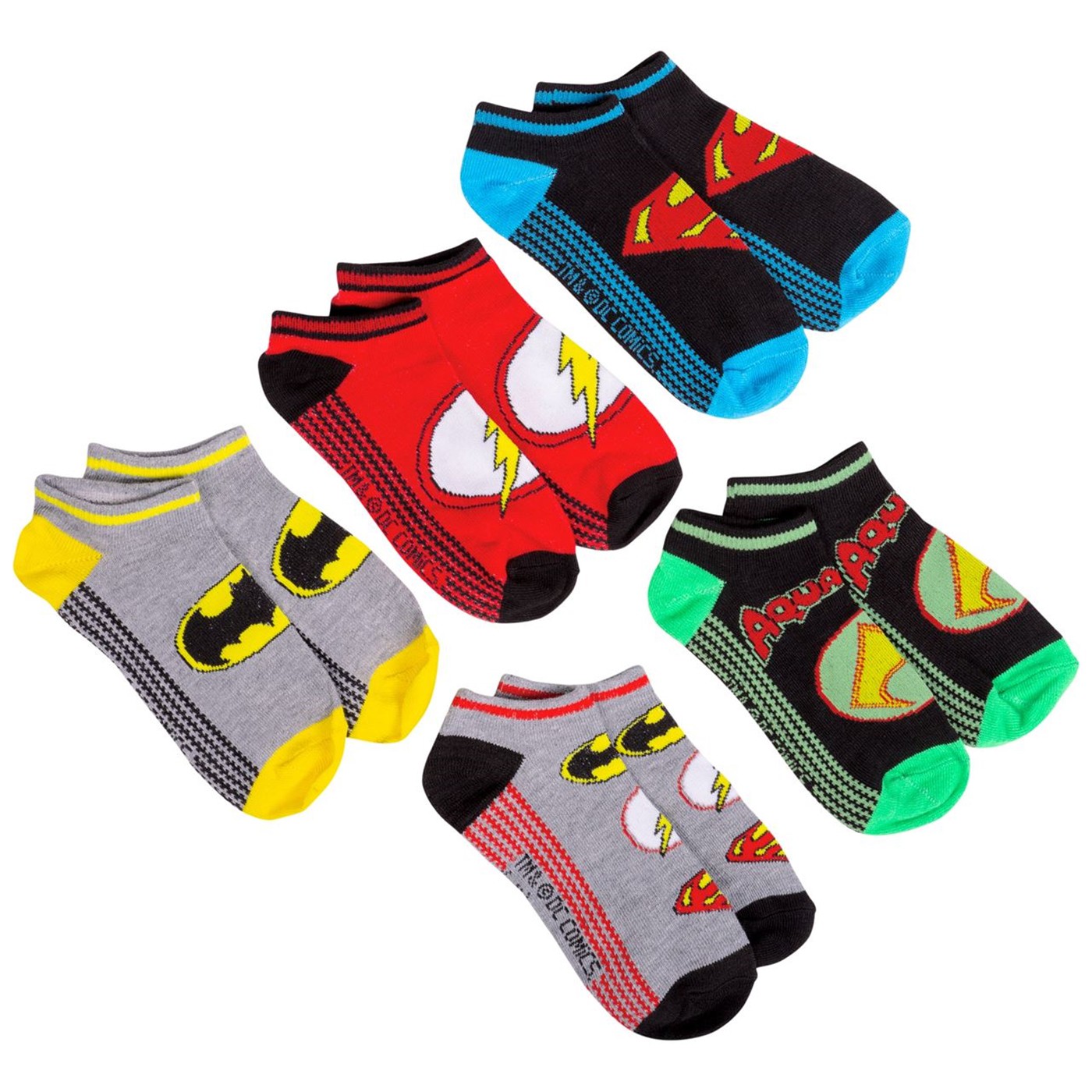 Justice League Five Pack Low Rise Kids Socks