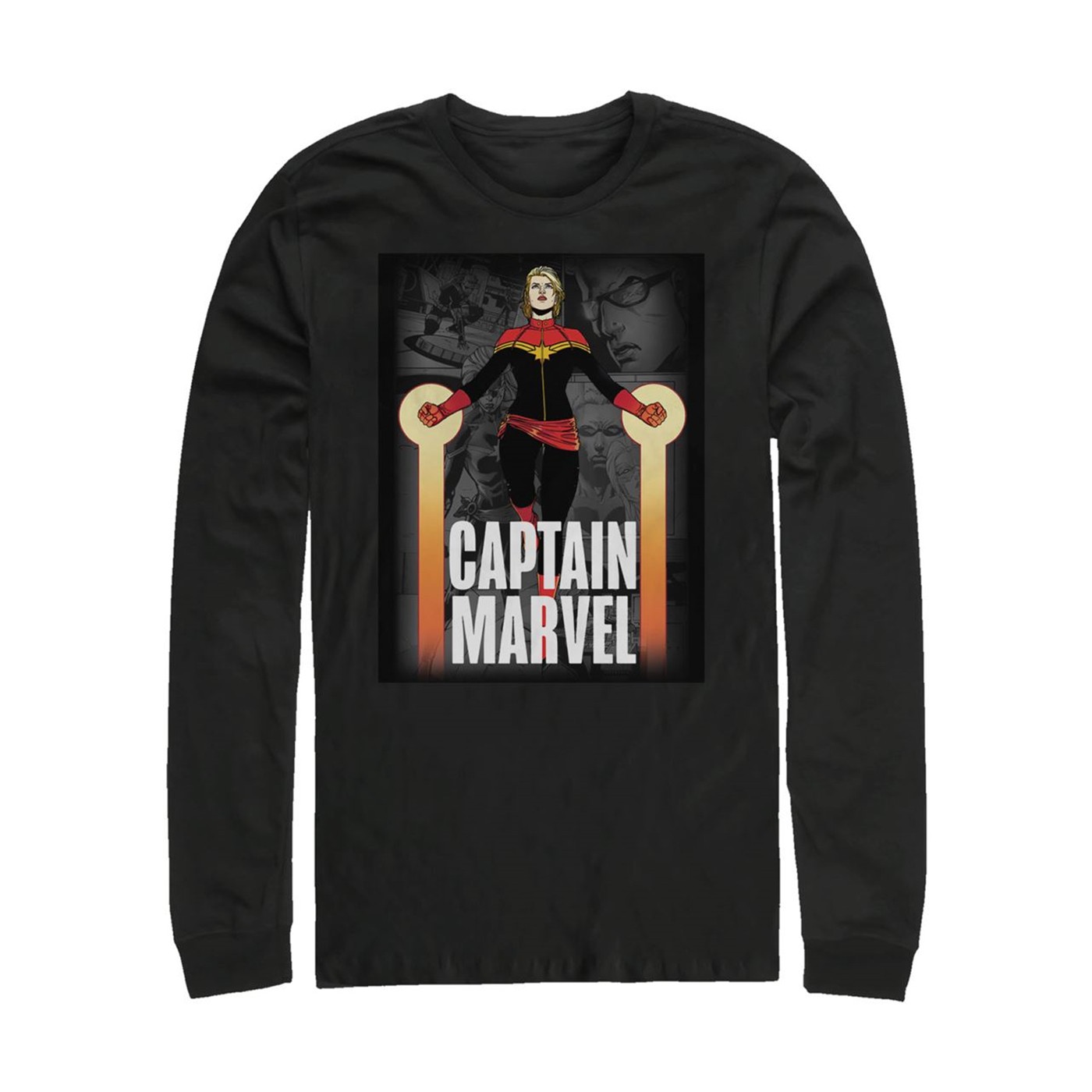 Captain Marvel In Flight Men's Long Sleeve Shirt