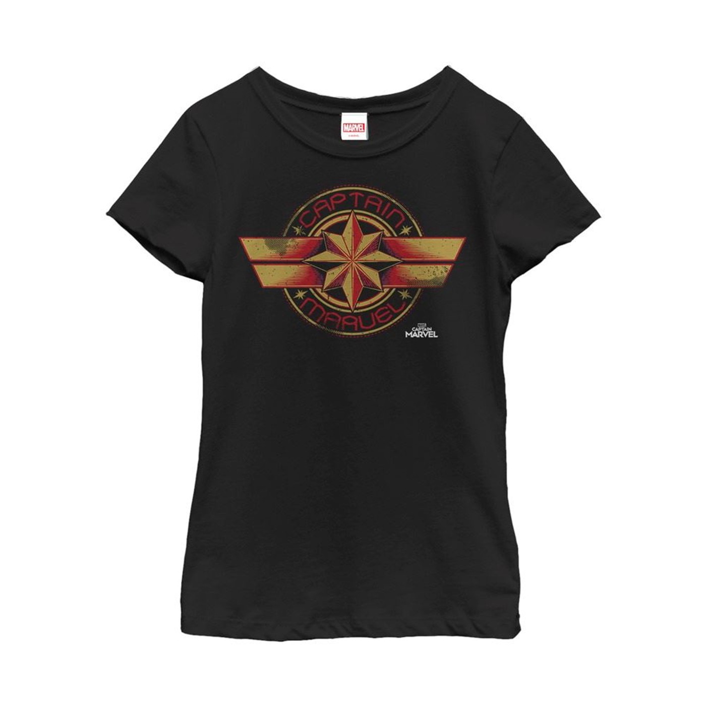 Captain Marvel Retro Star Emblem Girl's T-Shirt