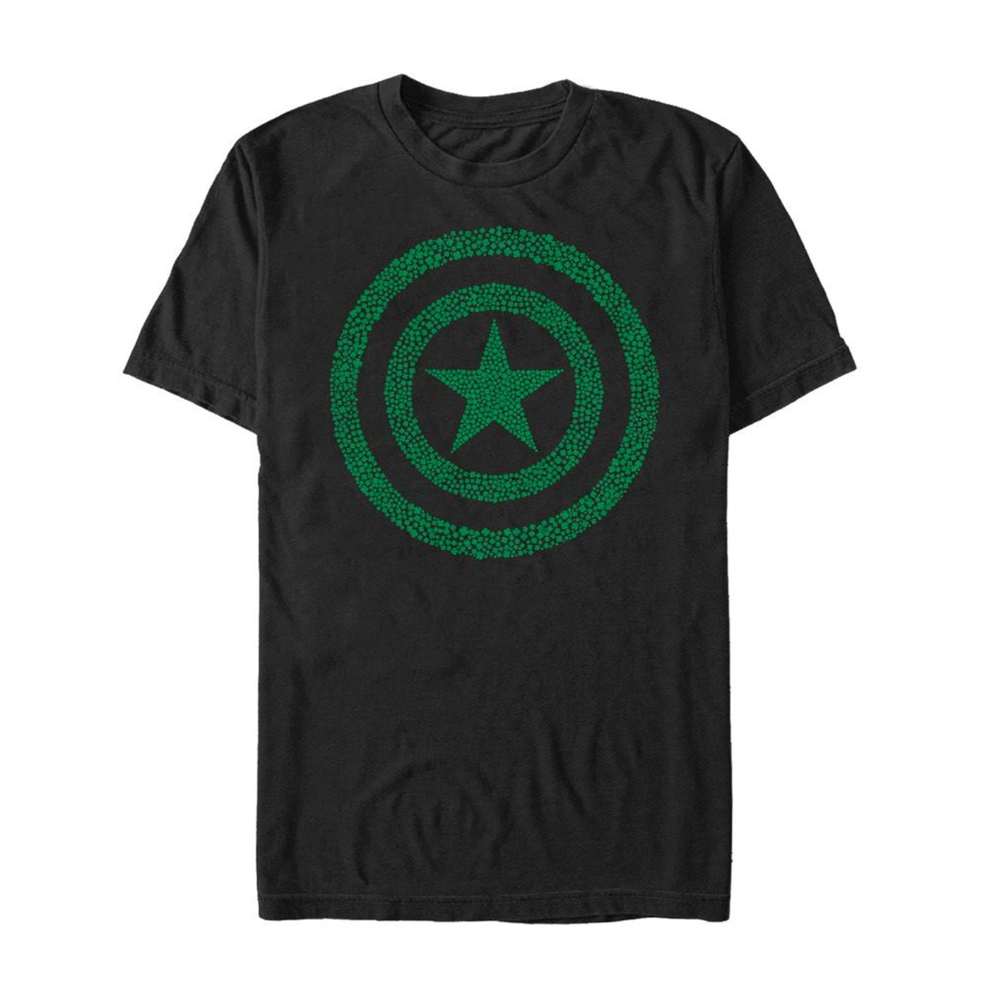 Captain America Shamrock Shield Black St Patrick's Day T-Shirt