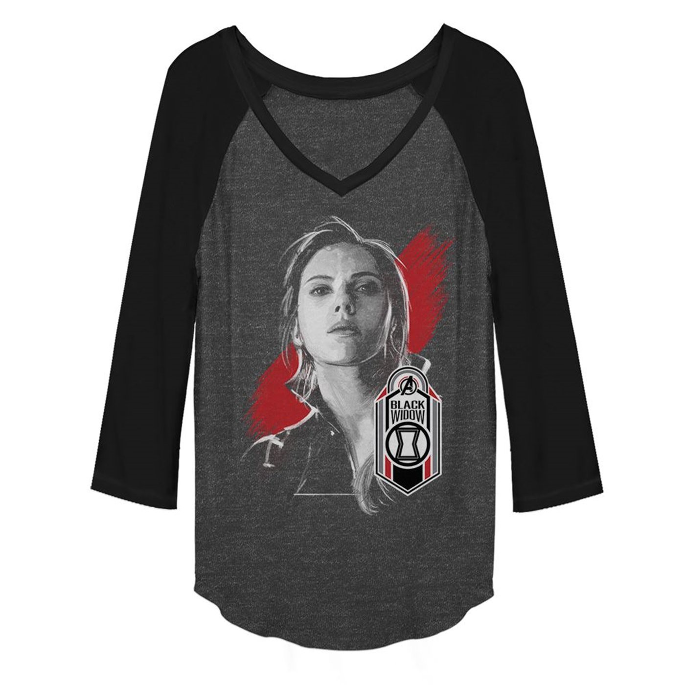 Avengers Endgame Black Widow Tag Women's Long Sleeve V-neck Raglan